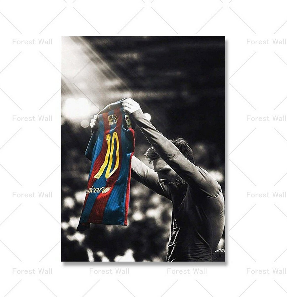 TPFLiving Kunstdruck (OHNE RAHMEN) Poster - Leinwand - Wandbild, Berühmte Fußballspieler - Lionel Messi (Leinwand Wohnzimmer, Leinwand Bilder, Kunstdruck), Leinwandbild bunt - Größe 13x18cm