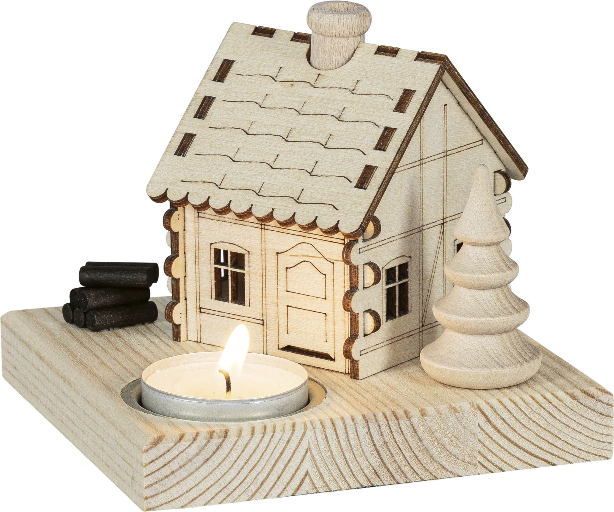 Saico GmbH Seiffen Räucherofen Räucherhaus mit Fachwerk und Sockel für Teelicht BxHxT 11,5x11,5x10cm