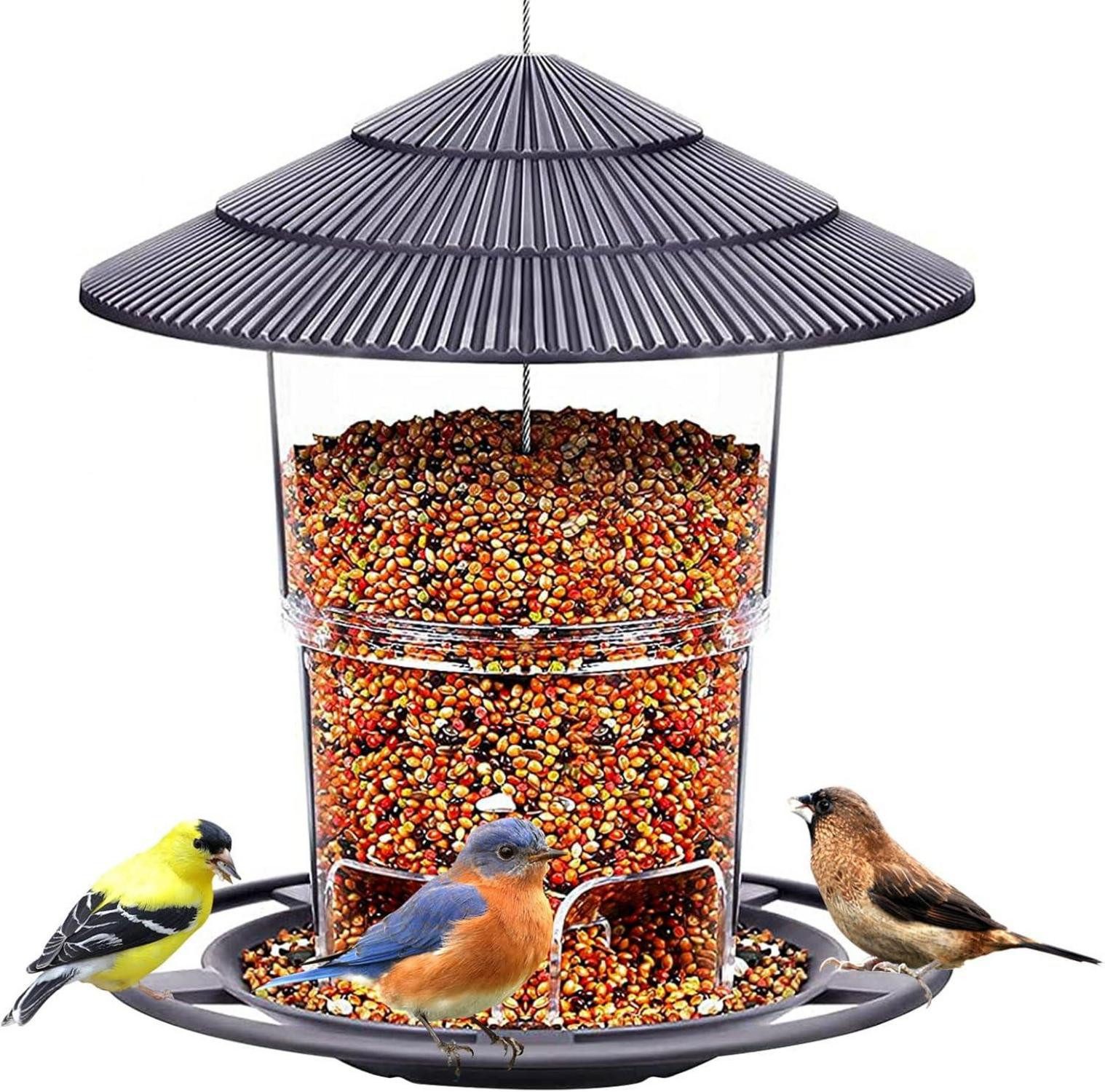 Vogelhaus Vogelhaus Vogelfutterspender wetterfest für Wildvögel 1kg Schwarz