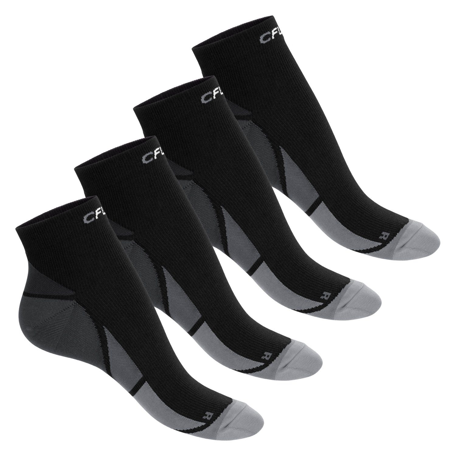 CFLEX Kompressionsstrümpfe Sport Socken für Herren & Damen (2/4 Paar) mit Kompression 4x Schwarz / Grau