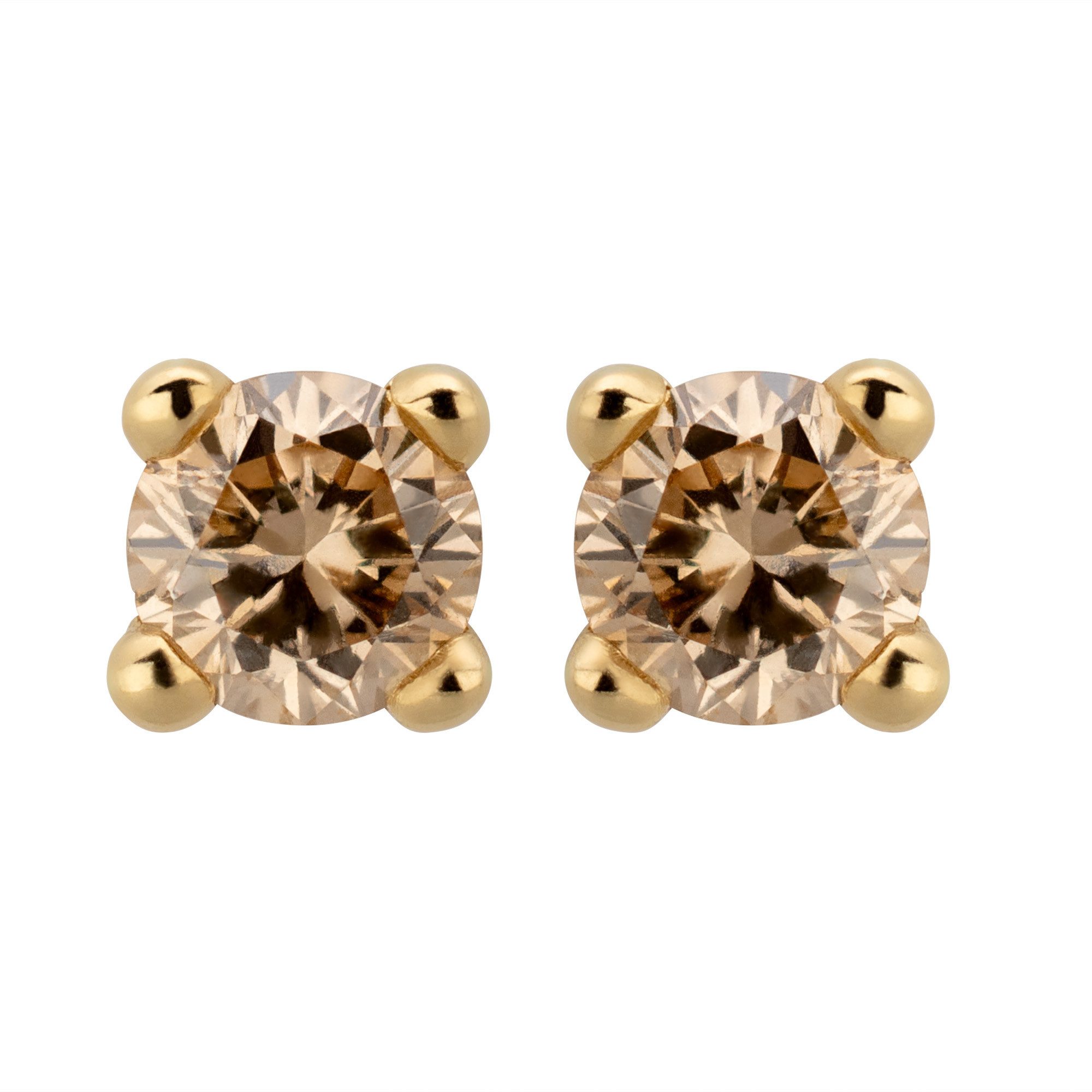 Orolino Paar Ohrstecker 585/- Gelbgold 2 Brill. 0,50 t. braun günstig online kaufen