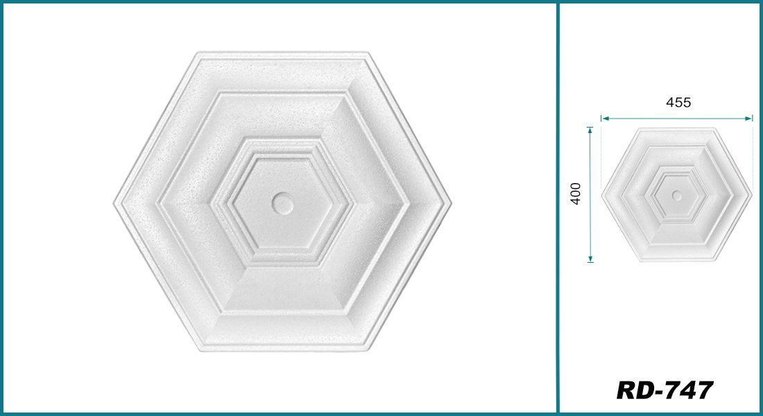 Hexim Wanddekoobjekt Sechseck 40cm (HEXIM Stuckrosette aus EPS Styropor wei günstig online kaufen