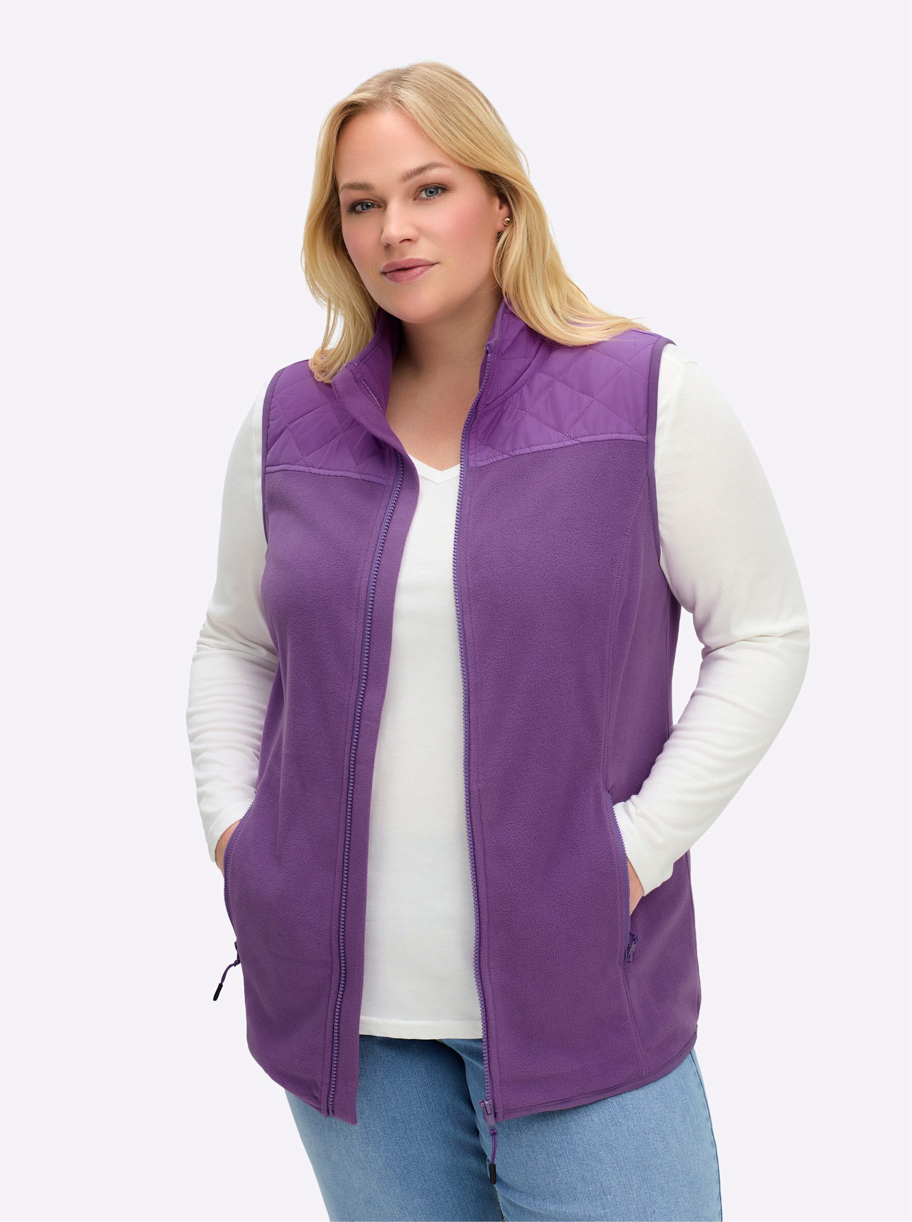 Sheego Fleeceweste Fleece-Weste Länge ca. 74 cm