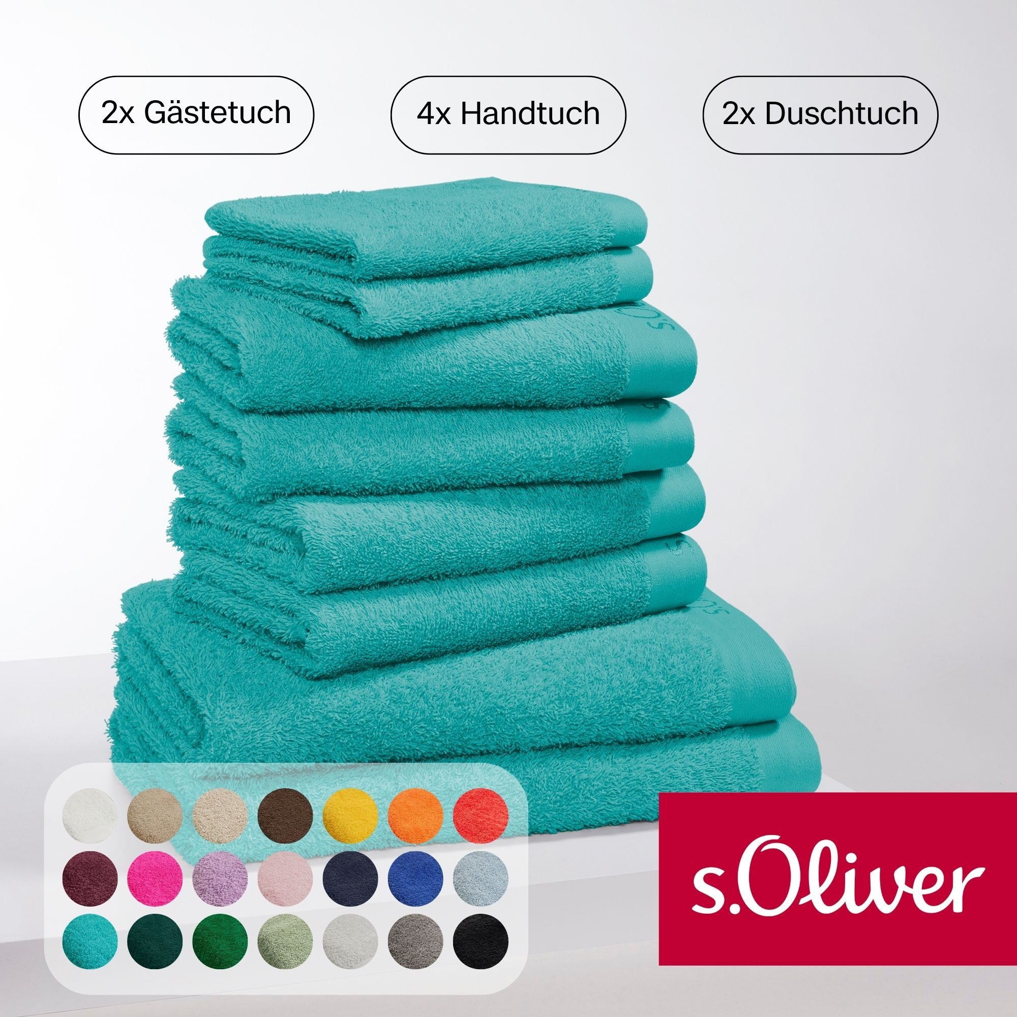 s.Oliver Handtuch Set s.Oliver, Premium Qualität, 600 gr/m², Walkfrottier (Set, 8-St), 2 Gästetücher 30x50, 4 Handtücher 50x100, 2 Duschtücher 70x140