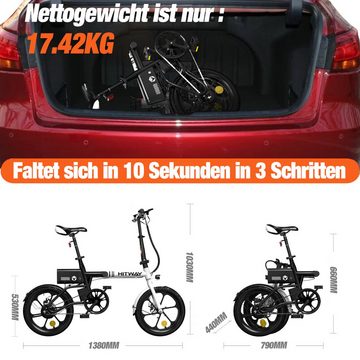 HITWAY E-Bike, Faltbares Mini-Elektrofahrrad, 17.42KG, 250W Motor, 25-60KM Reichweite