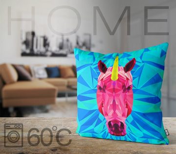 Kissenbezug, VOID, Sofa-Kissen Einhorn Polygon Unicorn Outdoor Indoor Tierpferd
