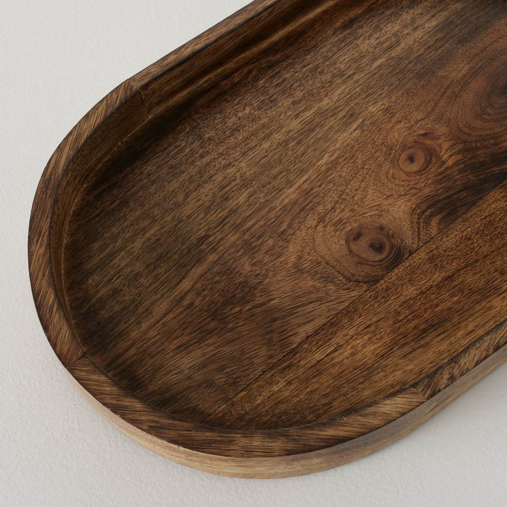 BOLTZE Tablett 2tlg. Holztablett FINCA braun oval Dekotablett aus Mangoholz Landhaus