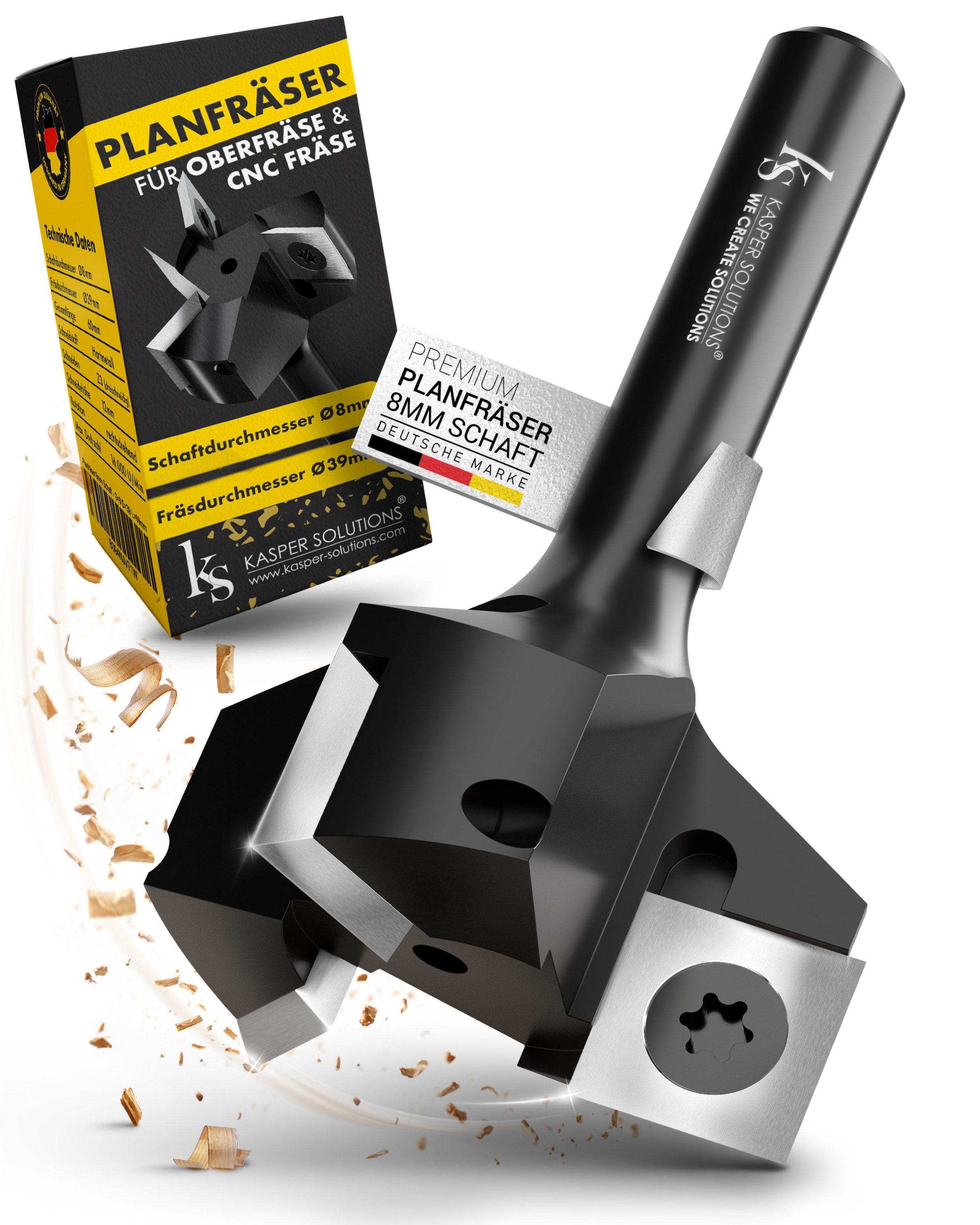 Kasper Solutions® Wendeplattenfräser Kasper Solutions® Profi Planfräser 8mm Schaft / 12mm Schaft, Profi Planfräser, Wendeschneidplatten ebenfalls erhältlich, Extrem langlebig