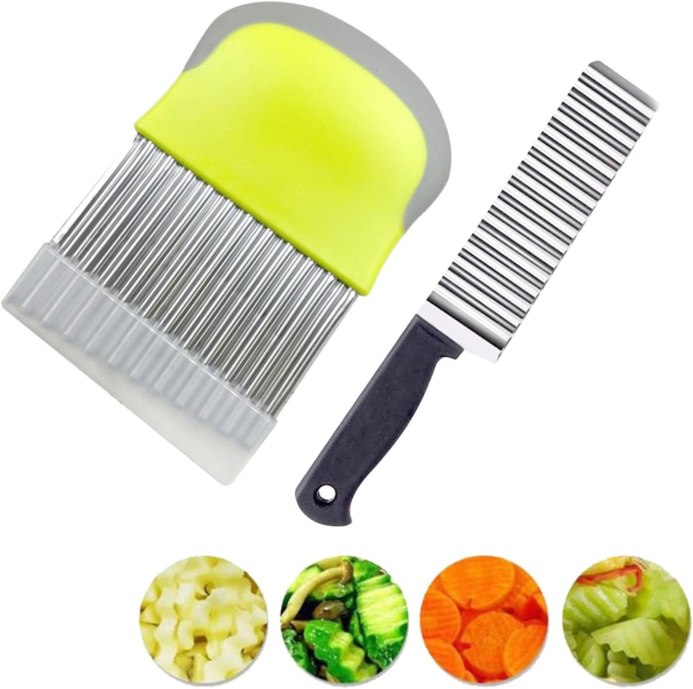 FELIXLEO Obstschneider 2er Set Wellenschneider Edelstahl Wellenmesser für Pommes, (2-tlg)