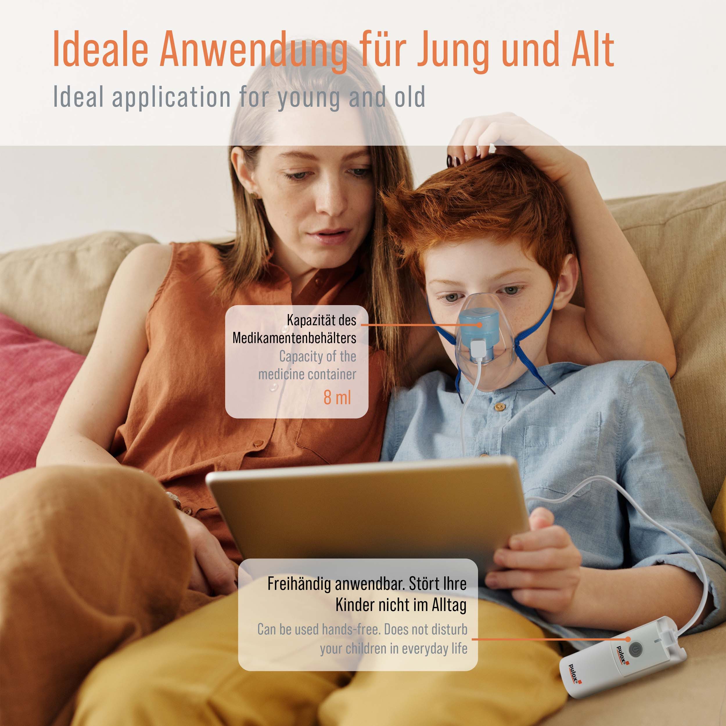 pulox Inhalator IN-200 Vapo - Portabler Nebulizer Vernebler mit Masken