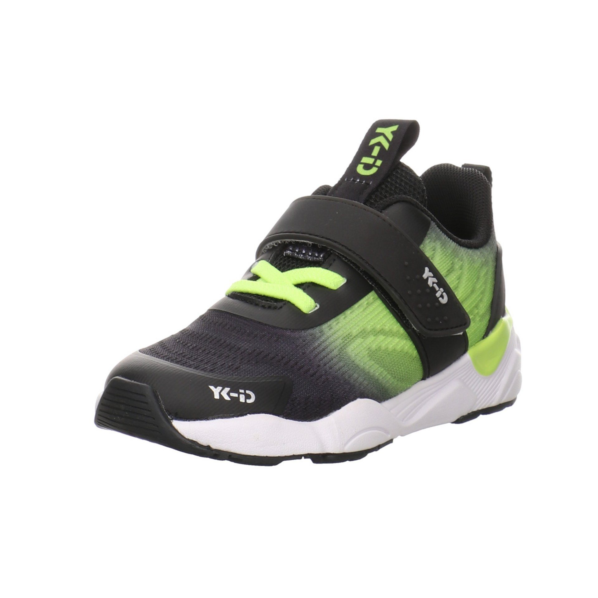YK-ID by Lurchi Mädchen Schnürhalbschuhe Leif Sneaker Kinderschuhe Stiefelette Synthetikkombination Black neon green | Sneaker