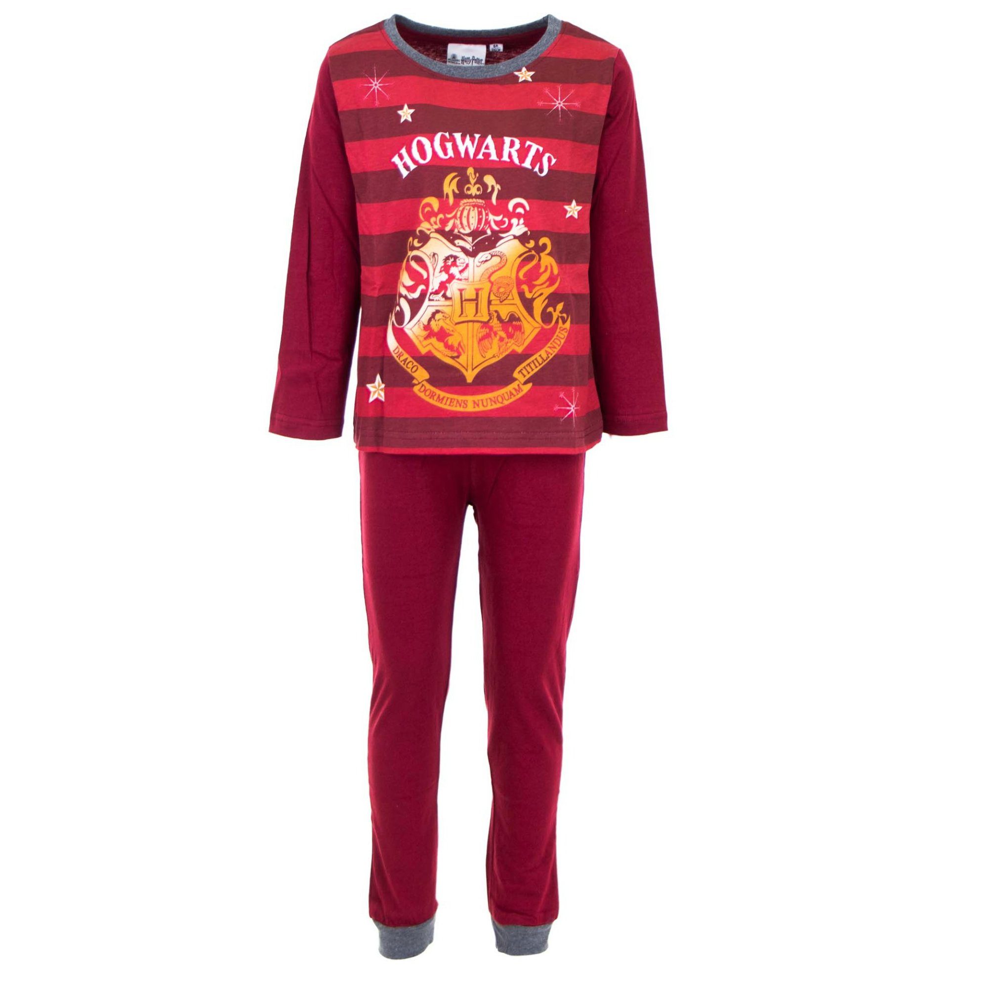 Harry Potter Schlafanzug Harry 98 100% Rot Gr. 128, Kinder Hogwarts Pyjama - Potter Baumwolle