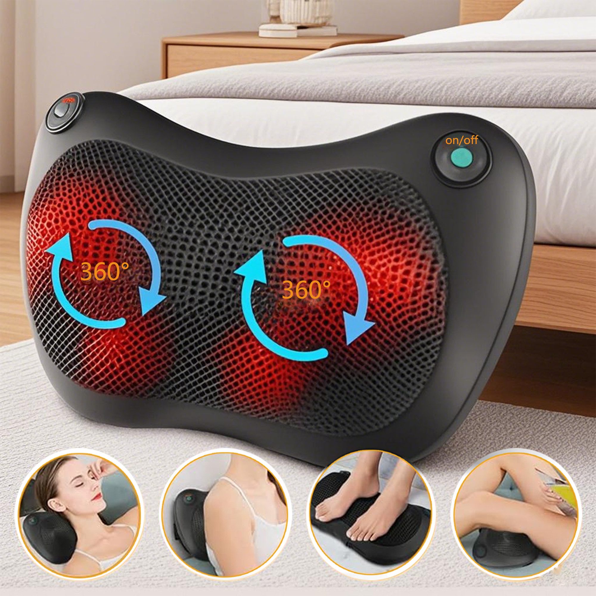 Nacken-Massagegerät Shiatsu Massagegerät, Nackenmassagegeräte mit 16 Massageköpfe