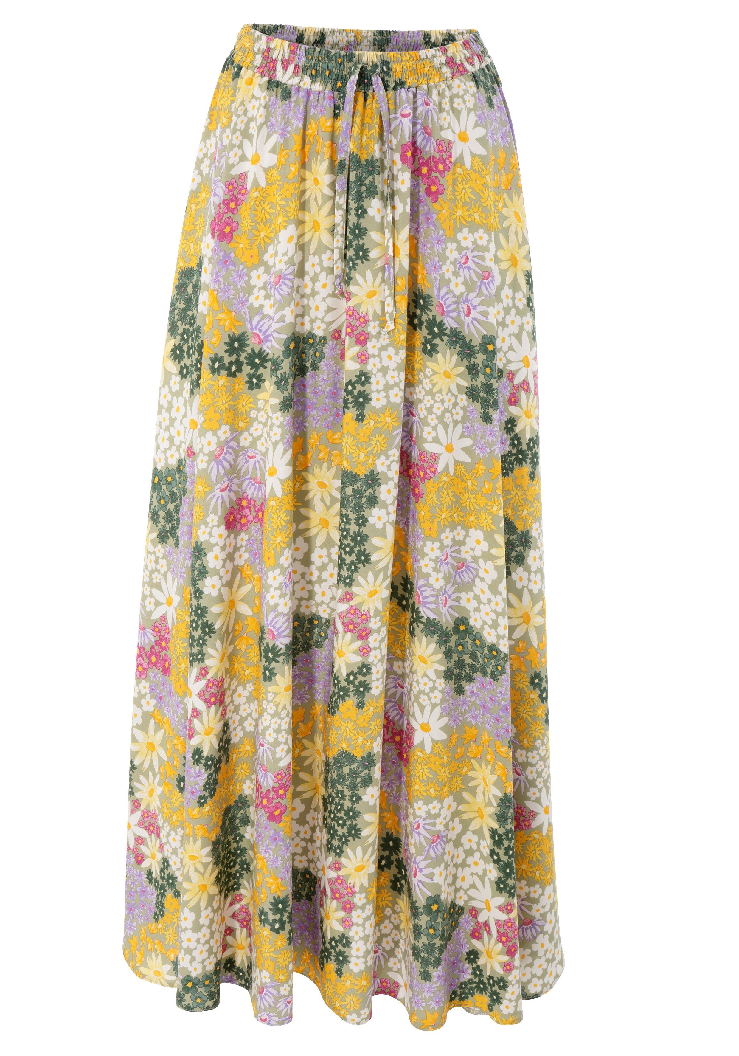 Damen Röcke Aniston CASUAL Maxirock mit farbenfrohen Blumendruck