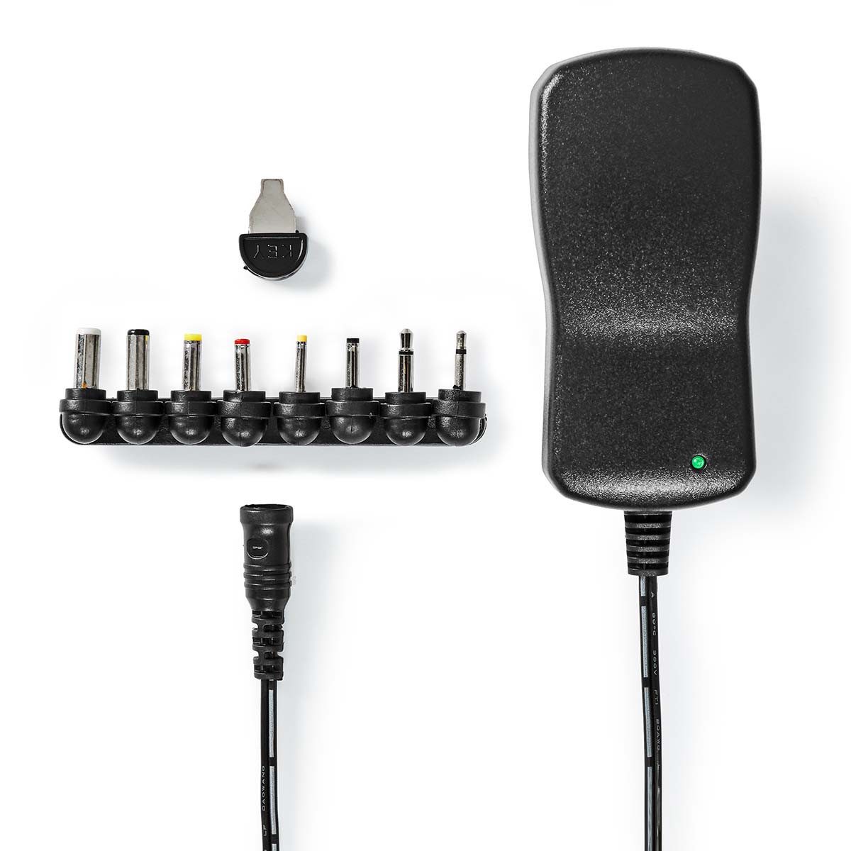 Nedis ACPA109 Netzwerk-Adapter Universal-Netzteil zu Universal-Netzteil, 8 Wechselstecker, Kurzschluss- und Überlastschutz, flexible Nutzung