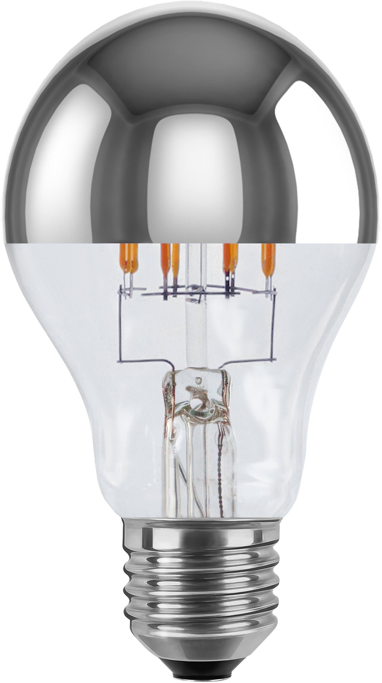 SEGULA LED-Leuchtmittel Vintage Line, E27, 1 St., Warmweiß, dimmbar, Glühlampe A67 Spiegelkopf silber, E27
