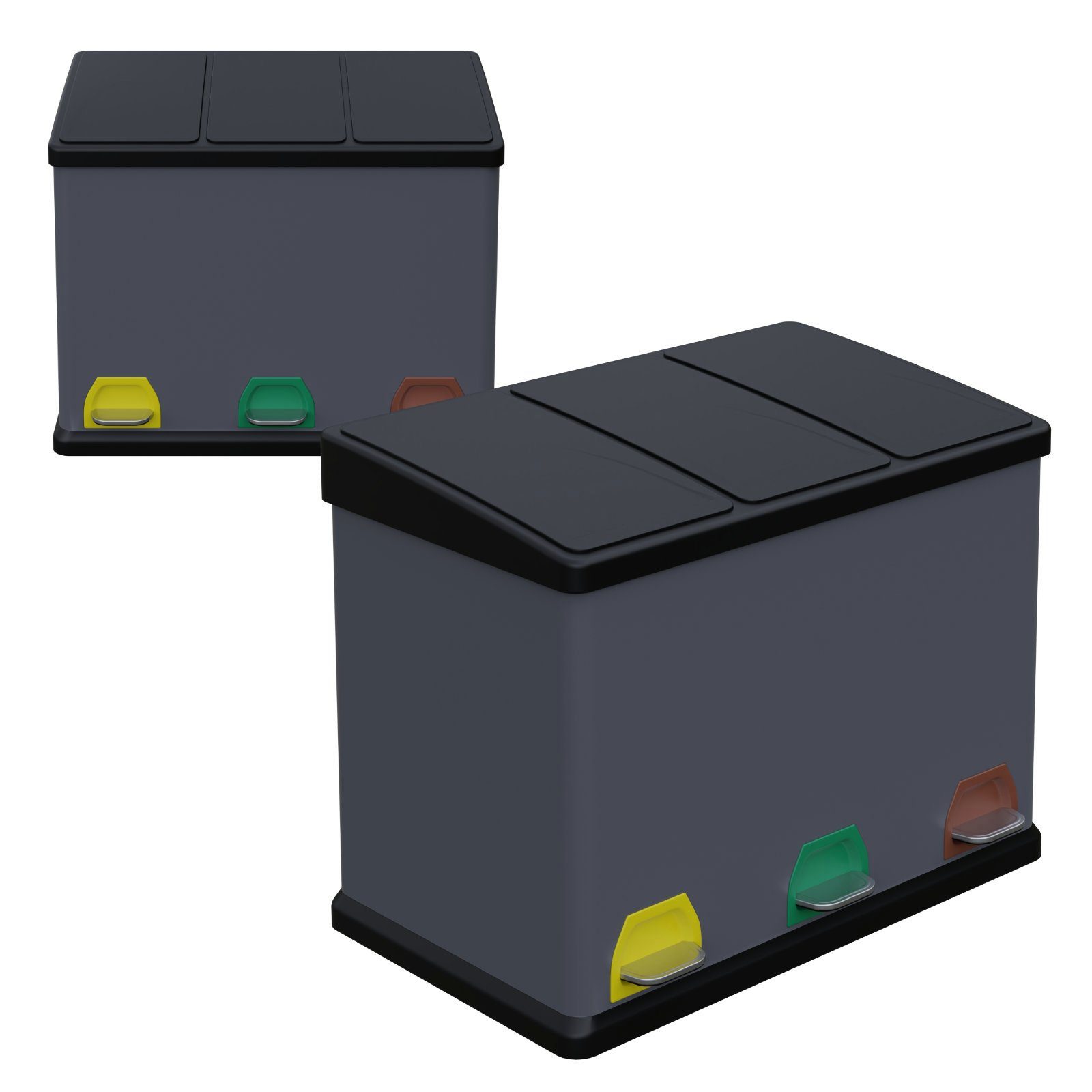 HAGO Mülltrennsystem Premium Mülleimer Abfalleimer Abfallbehälter Trennsystem Mülltrenner anthrazit