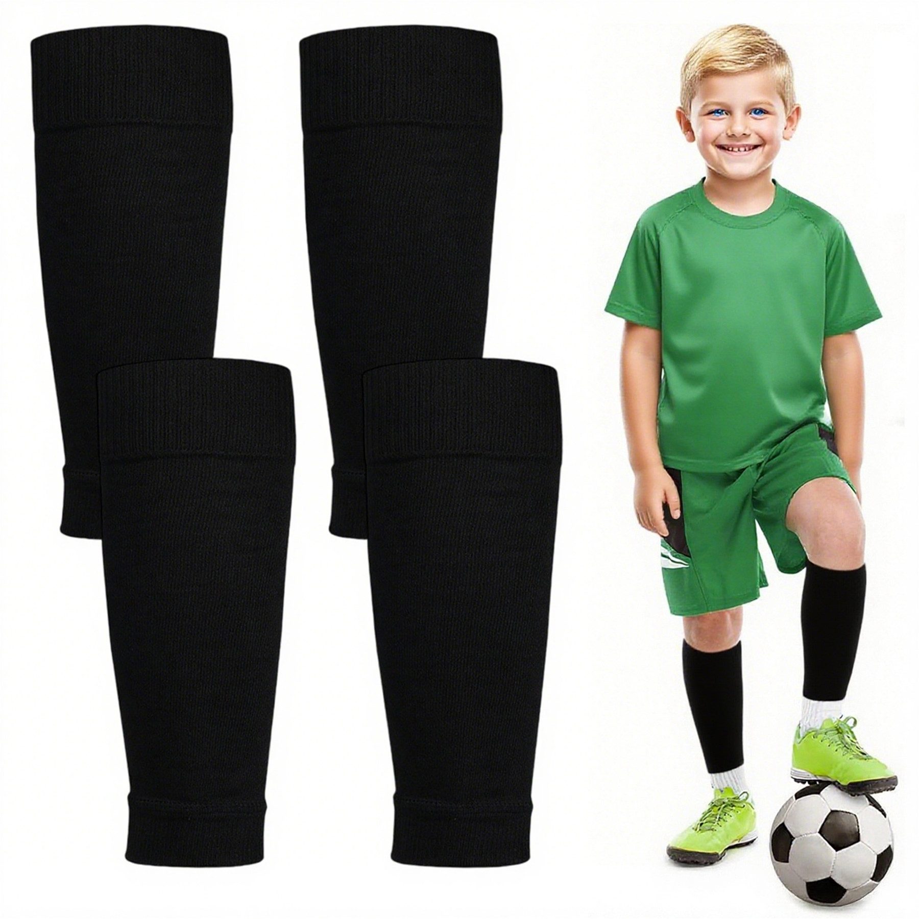Mutig Stützbandage 2 Stück Fußballsocken, Stützbandage Waden-Kompressionsstrümpfe (Atmungsaktiv, für Fußball, Laufen, Training, Anfänger, Unisex, Wadenumfang 33–38 cm), Optimaler Halt und Schutz