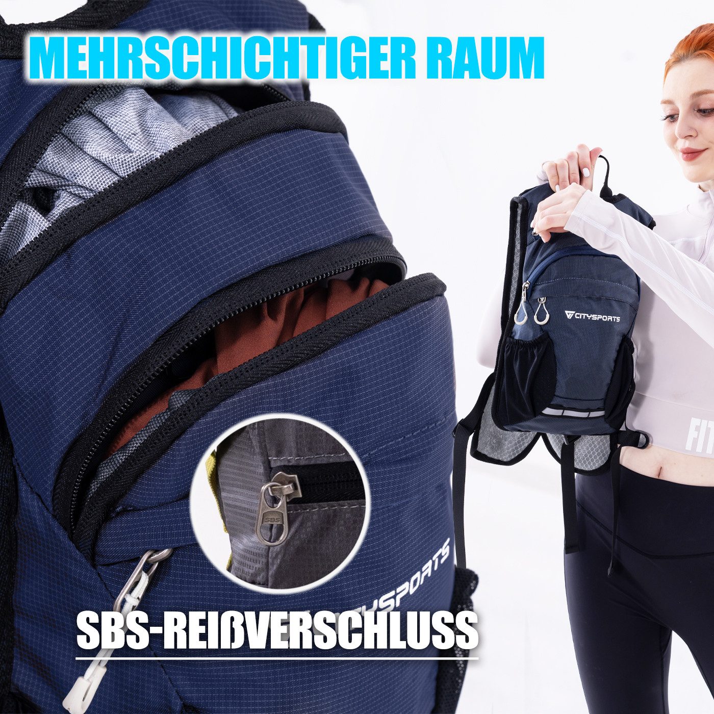 CITYSPORTS Wanderrucksack Rucksack mit Rückenbelüftung Trekkingrucksack Sports packback, aus atmungsaktivem Camping Rucksack Fahrradrucksack, Sportrucksack – Bild 4 von 5