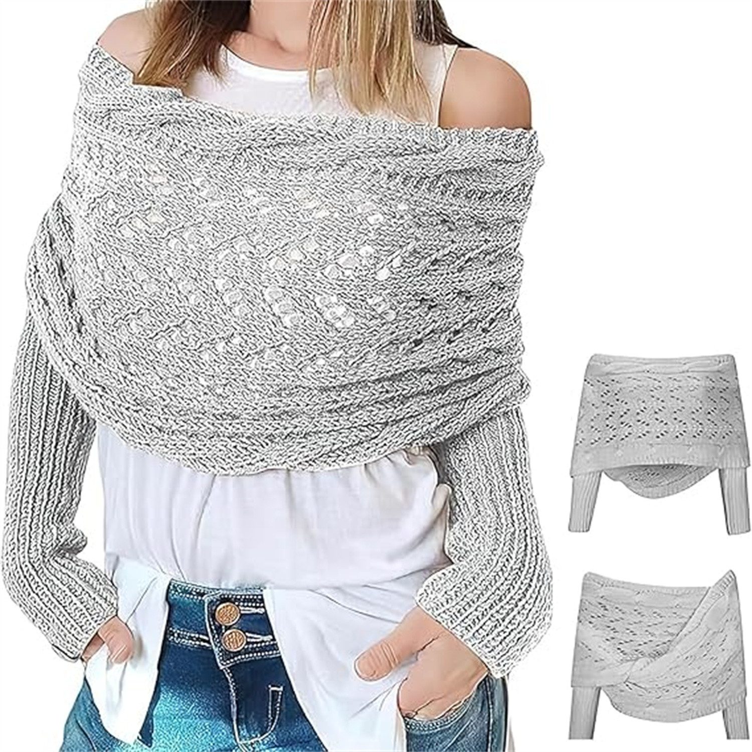 autolock Strickponcho Multifunktionaler Schal mit Ärmeln,Gestrickter günstig online kaufen
