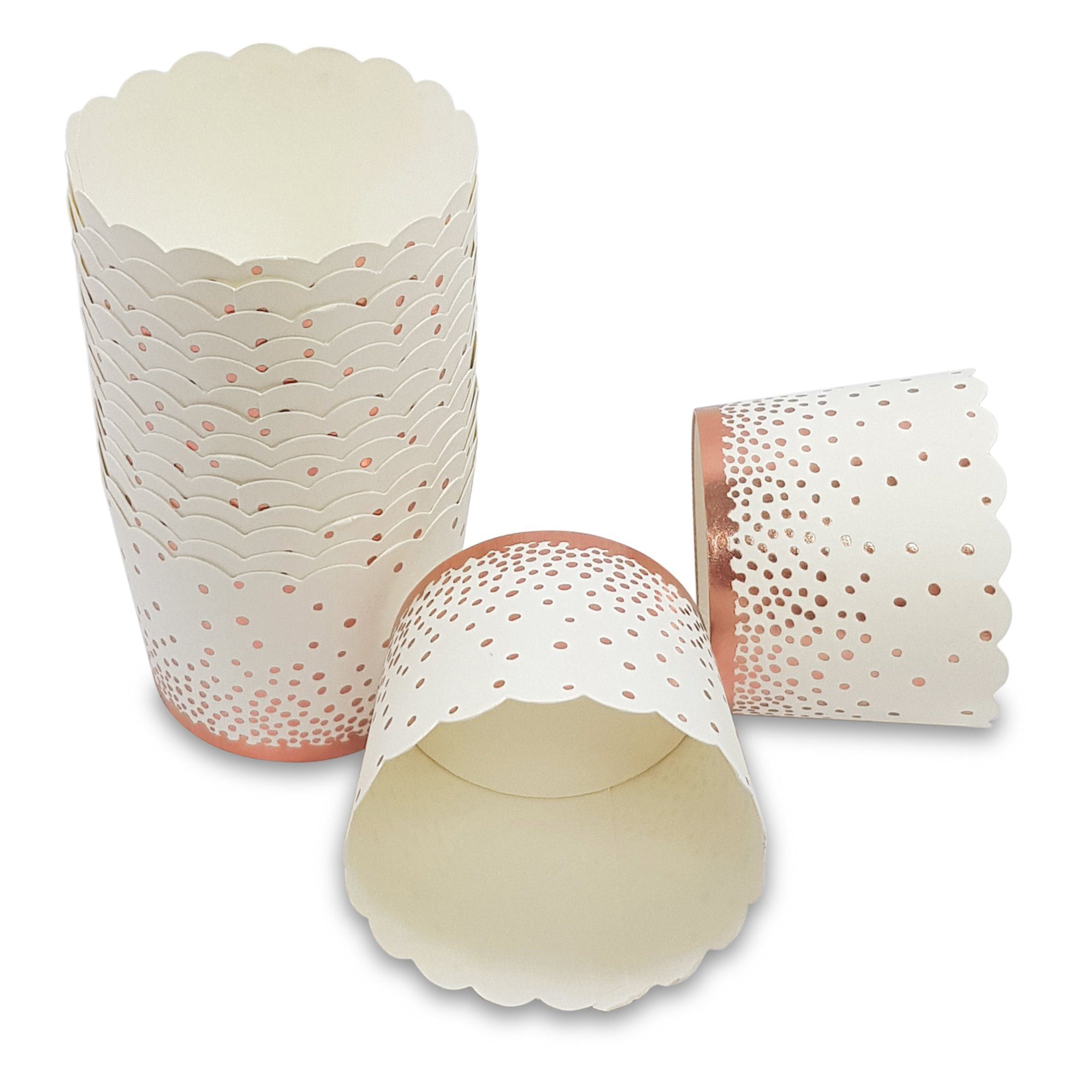 Frau WUNDERVoll Muffinform Muffin Backformen 25 Stück, groß Durchmesser 6,1 cm,Punkte rosegold, (25-tlg)