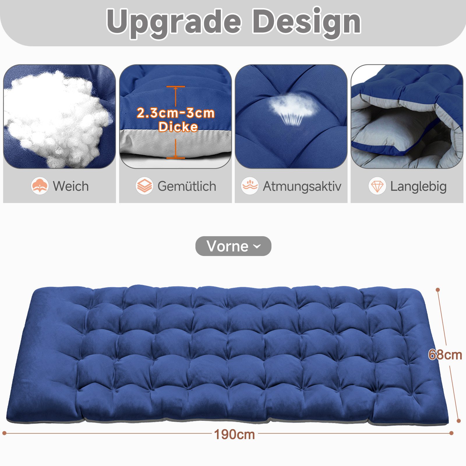 Meulbaty Klappbett Gästebett mit Auflage, Kopfstütze & verstellbarer Rücken günstig online kaufen