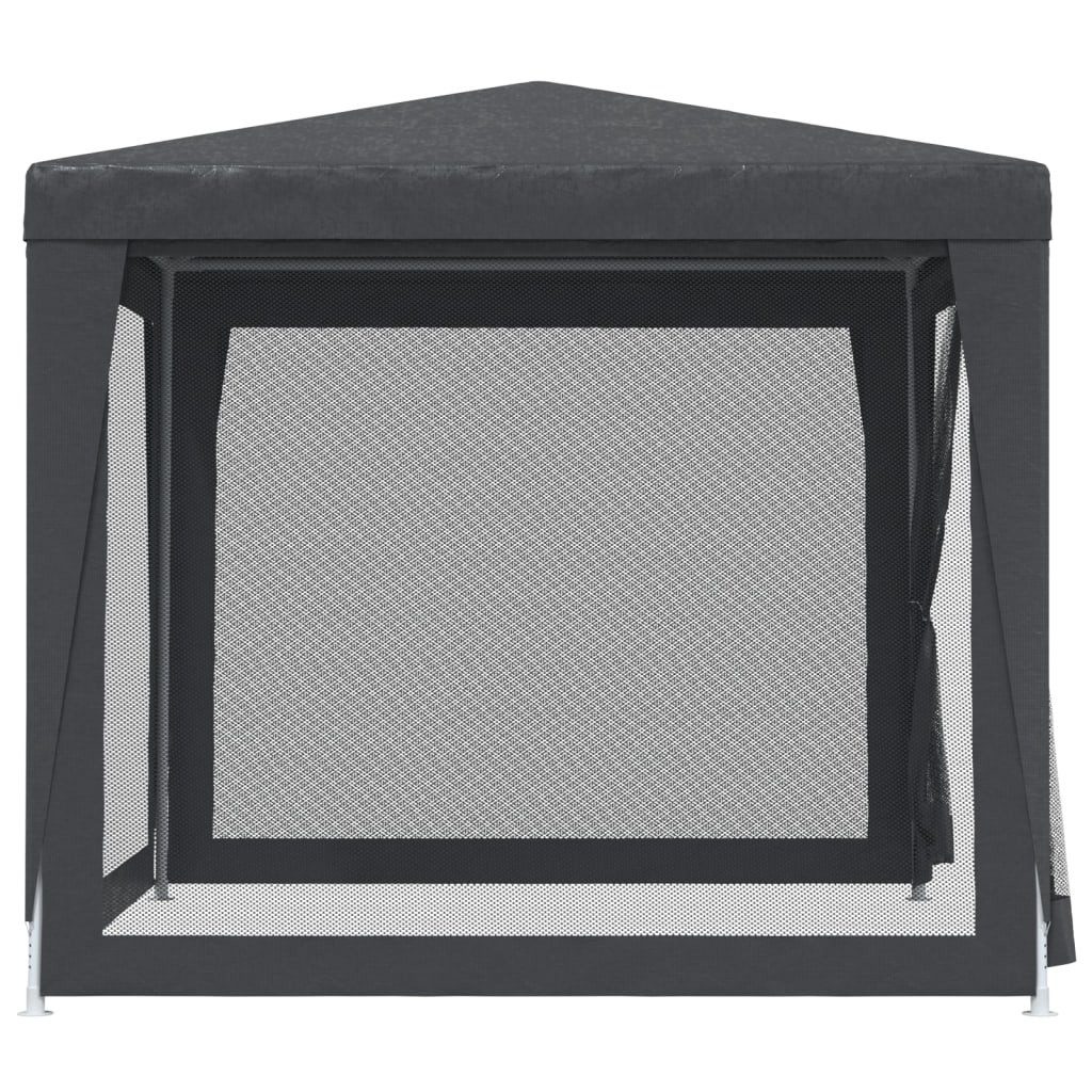 furnicato Partyzelt 250x250x245 cm Anthrazit mit wasserfestem HDPE-Dach, UV-beständiger Pavillon mit Mesh-Wänden und Reißverschluss-Zugang – Bild 5 von 5