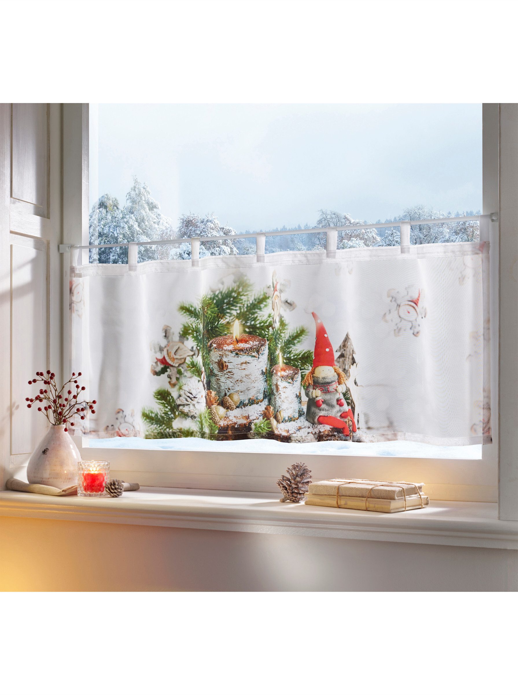 heine Gardine Kurzgardine . (1 St), Schlaufen, transparent, Querbehang