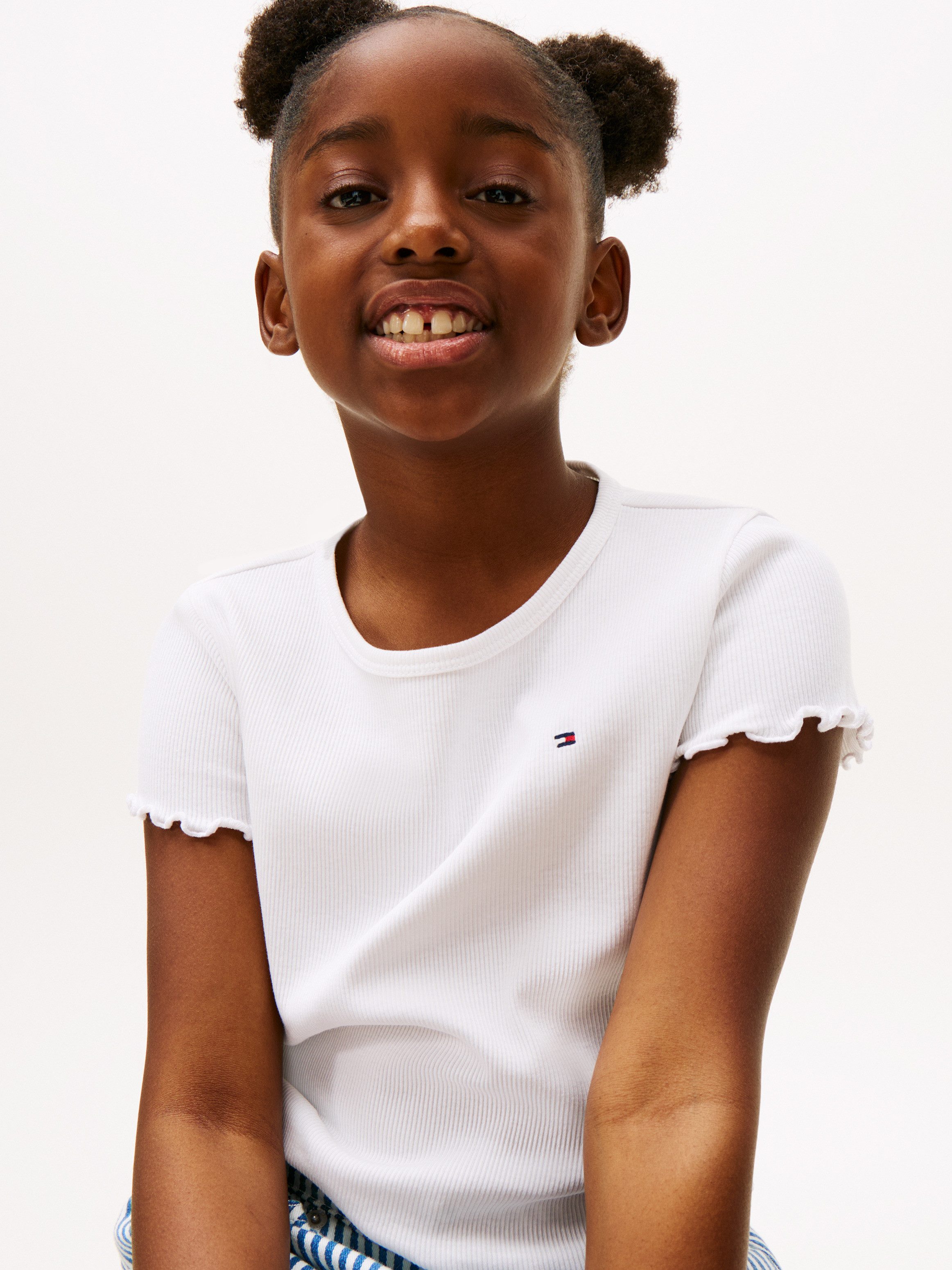 Tommy Hilfiger T-Shirt ESSENTIAL RIB TOP SS mit Logostickerei