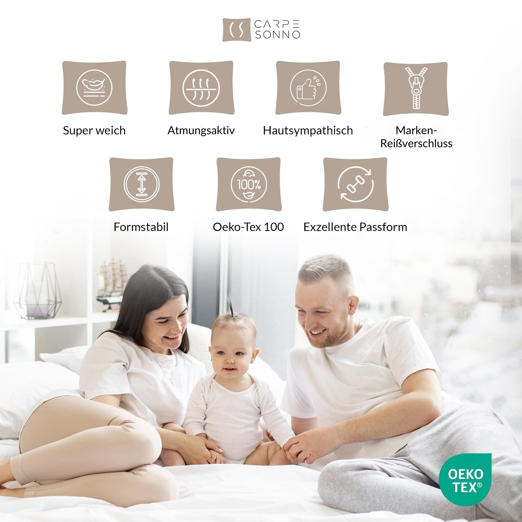 Carpe Sonno Bettwäsche Mikrofaser Bettwäsche 135x200 155x220 200x200 Einfarbig Atmungsaktiv, Mikrofaser, 2 teilig, Uni Bettbezug 135x200 Schwarz - Super soft & Oeko-Tex Zertifiziert