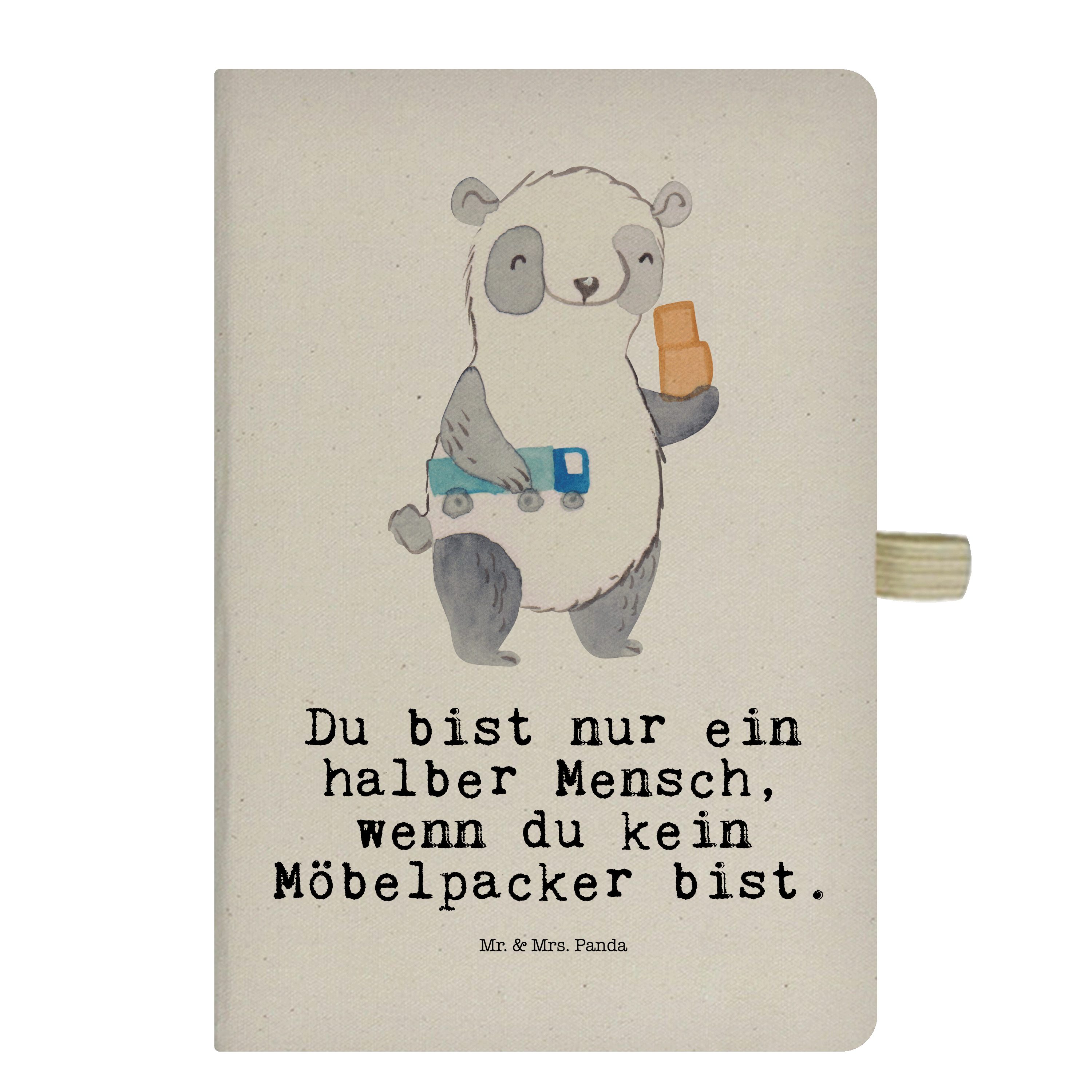 Mr. & Mrs. - Umzugshelfer, Kladde, Panda & Möbelpacker mit Transparent Panda - Geschenk, Notizbuch Mrs. Mr. Herz