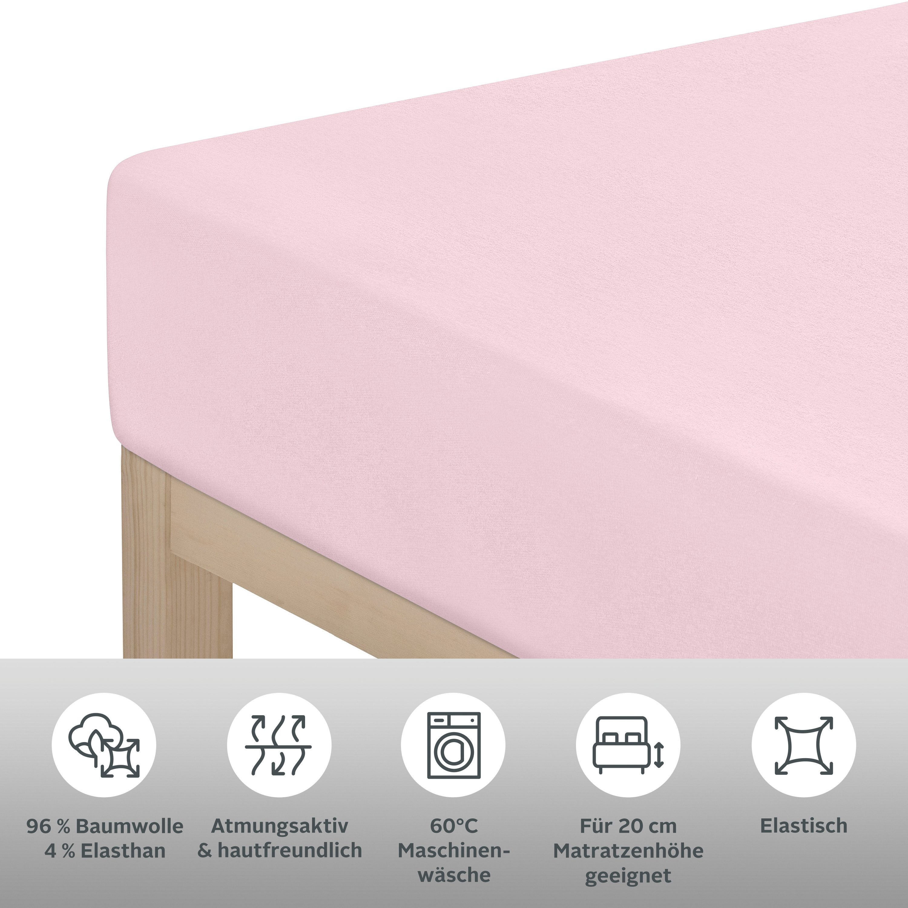 OTTO home Spannbettlaken Cremona in BASIC und PREMIUM Qualität, Baumwolle mit Elasthan, Jersey (145 g/m), Gummizug: rundum, (1 Stück), Jersey Bettlaken ab Größe 90x200 cm, Strapazierfähig und langlebig