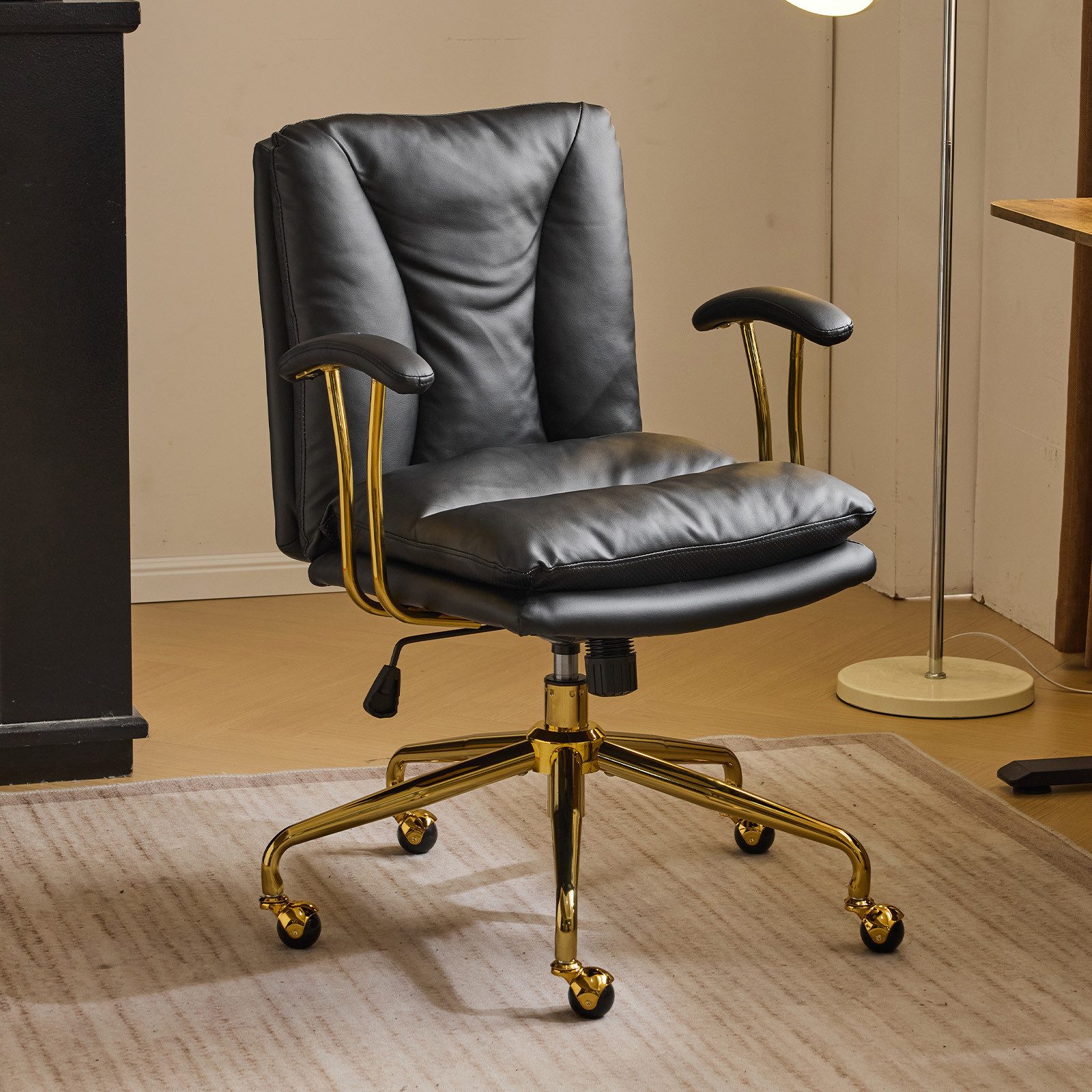 VINGLI Bürostuhl Ergonomisch, Schreibtischstuhl mit Goldenen Armlehnen, Che günstig online kaufen