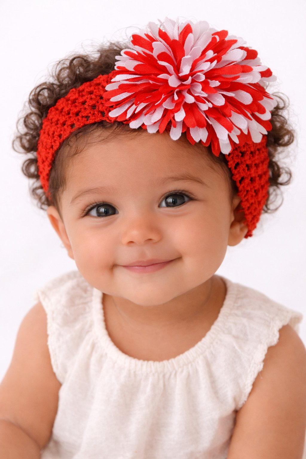 La Bortini Stirnband Baby Kopfband in Rot mit Blumen Kopfschmuck für Mädchen (Kopfschmuck für Mädchen) elastisch, weich, für Kinder 0-12Mon