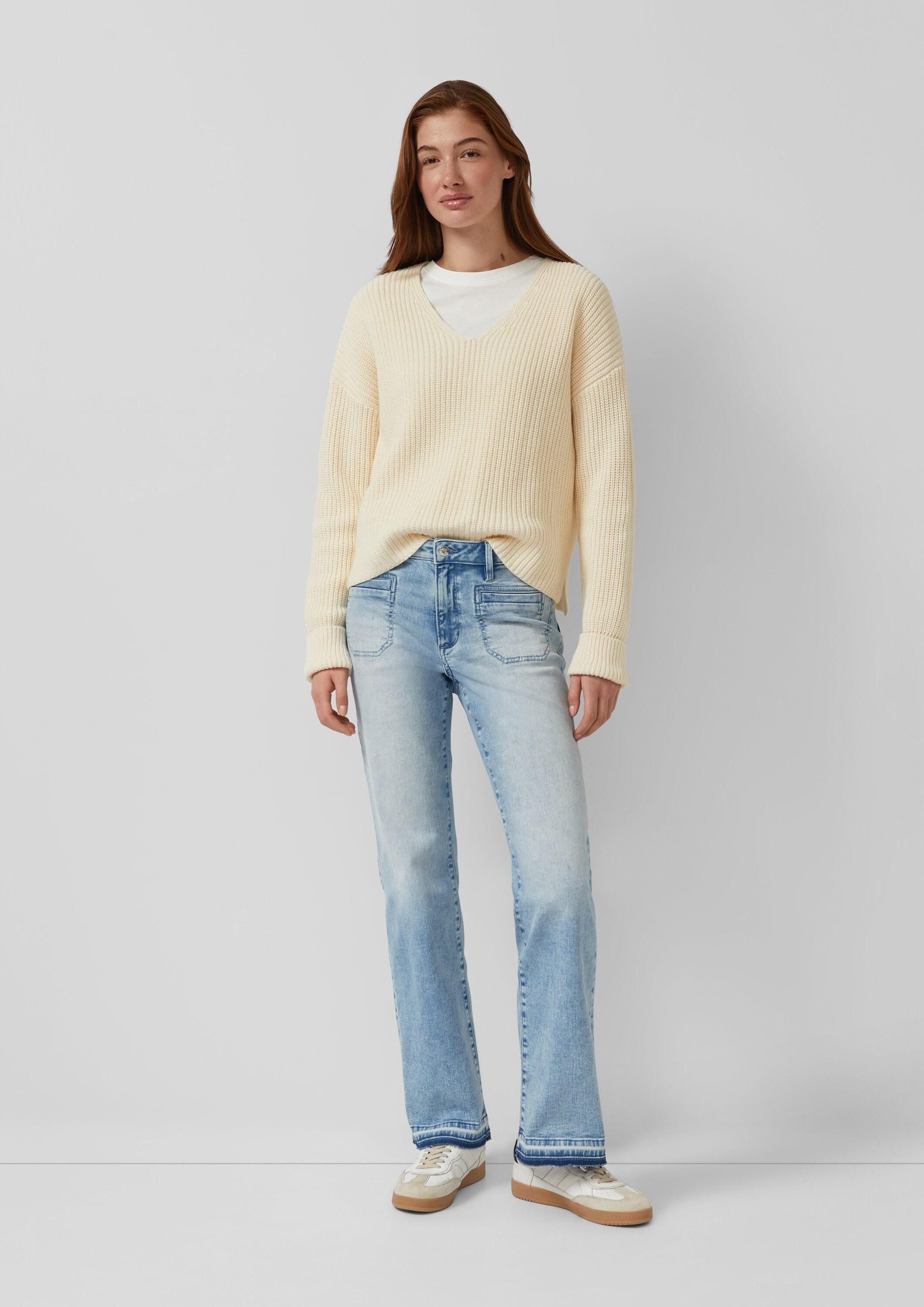 s.Oliver Bootcut-Jeans Jeans-Hose Jeans / Regular Fit / Mid Rise / Flared Leg / ausgefranster Saum