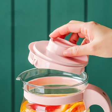 FELIXLEO Teekanne Glaskrug 1.7 Liter Karaffe mit Filter, Deckel Eistee Wasserkrug 1700ml