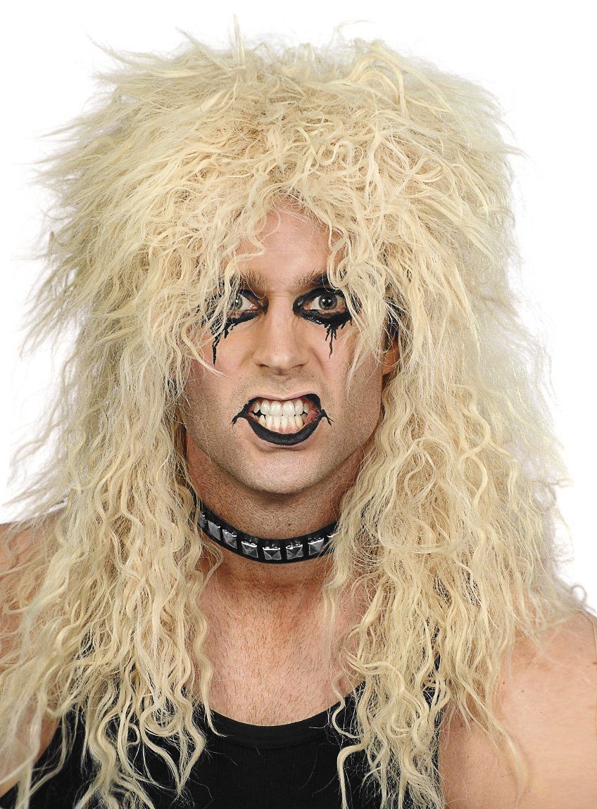Smiffys Kostüm Rock-Legende, Extravagante Perücke für den 80er  Revival-Rockstar-Look