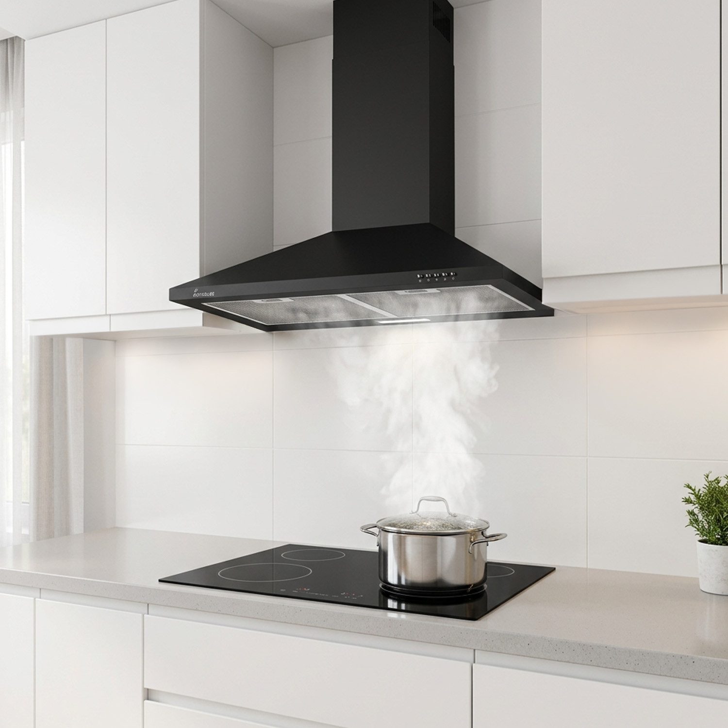 KKT KOLBE Wandhaube Dunstabzugshaube 60cm PLUS350S Dunstabzugshaube 60cm PLUS350S, Wandhaube / Abzugshaube / Abluft / Umluft / Schwarz / LED