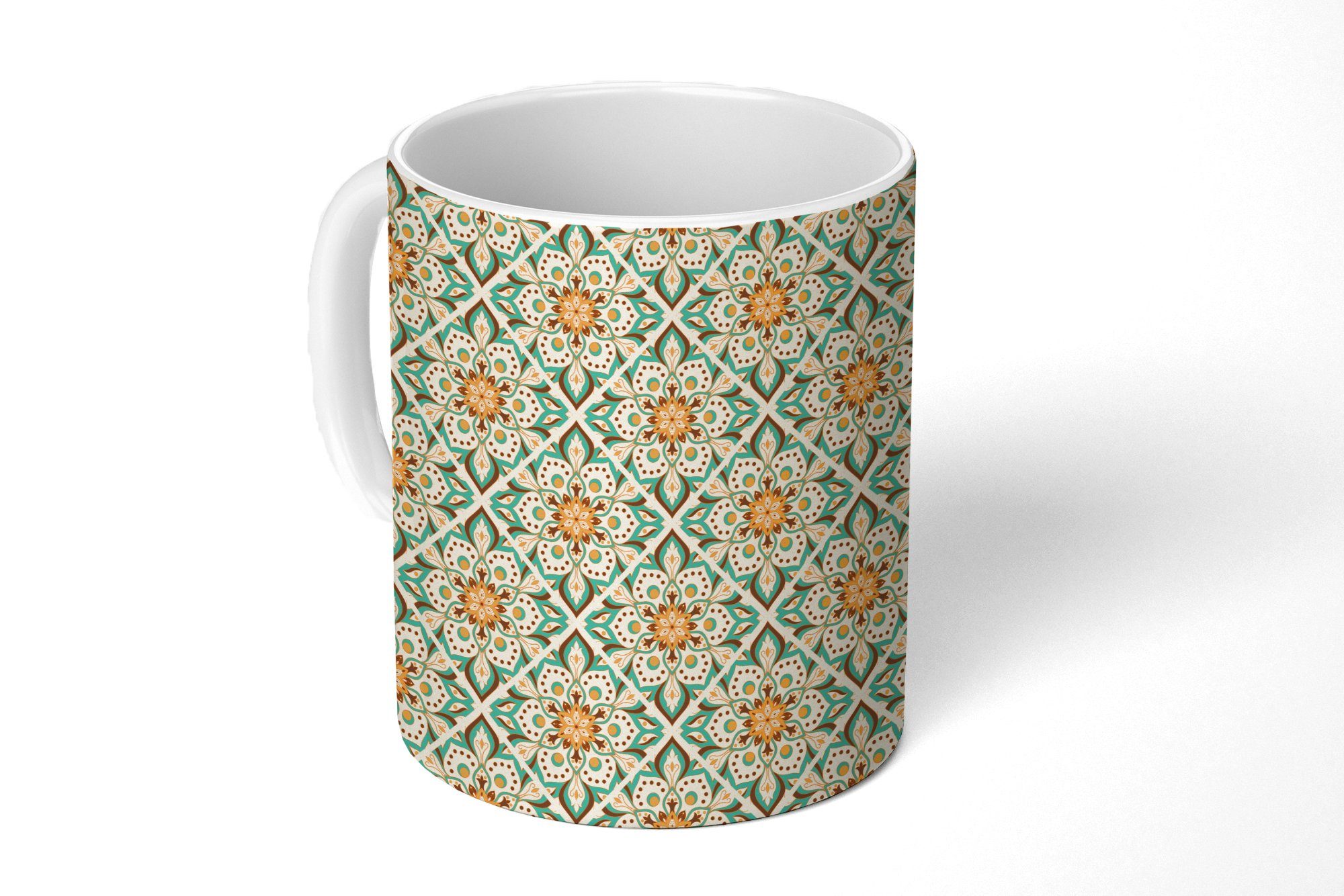 MuchoWow Tasse Boho - Muster - Mandala - Blumen, Keramik, Kaffeetassen, Teetasse, Becher, Teetasse, Geschenk