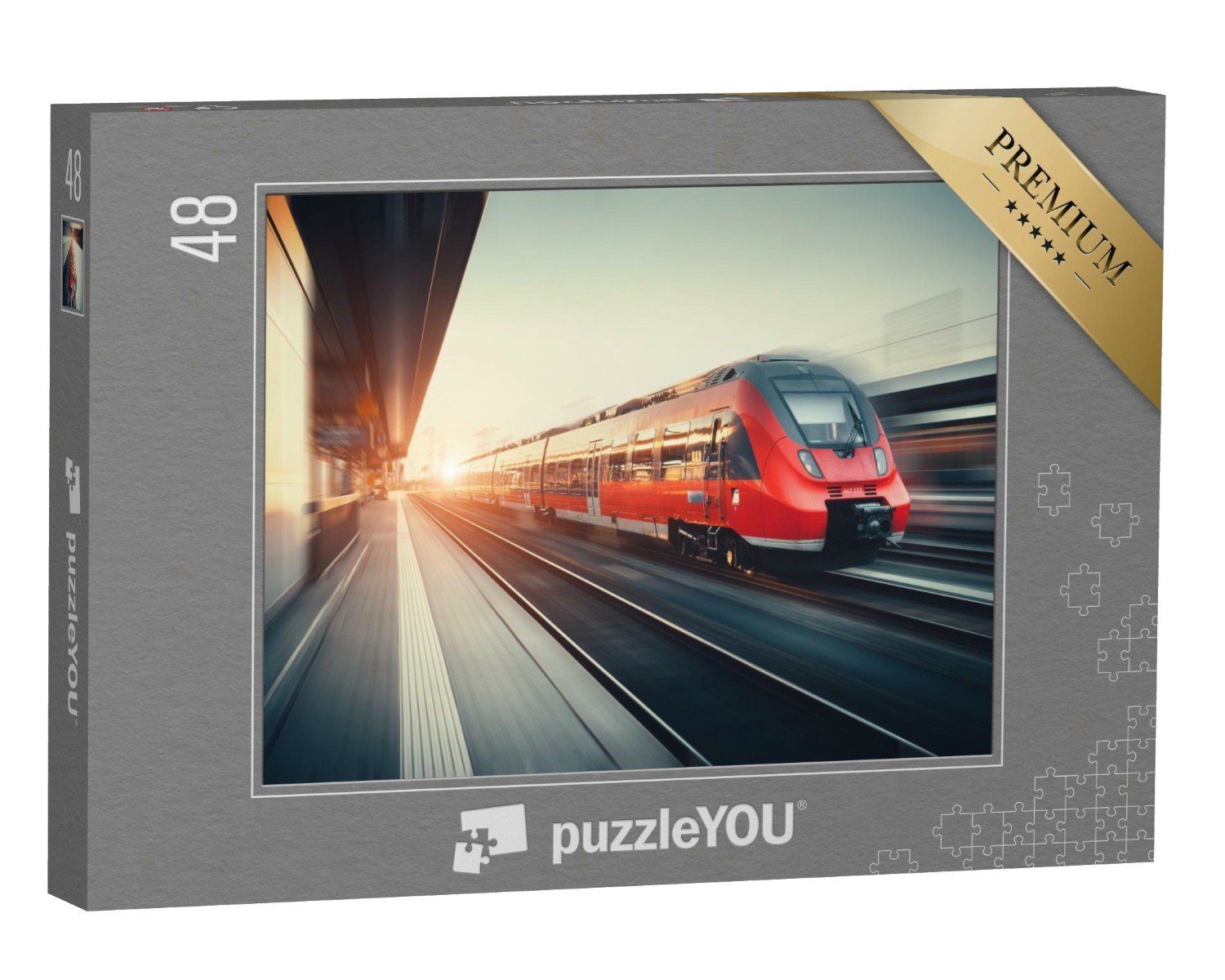 puzzleYOU Puzzle Zug bei der Bahnhofsdurchfahrt, 48 Puzzleteile, puzzleYOU-Kollektionen Eisenbahn, Lokomotive