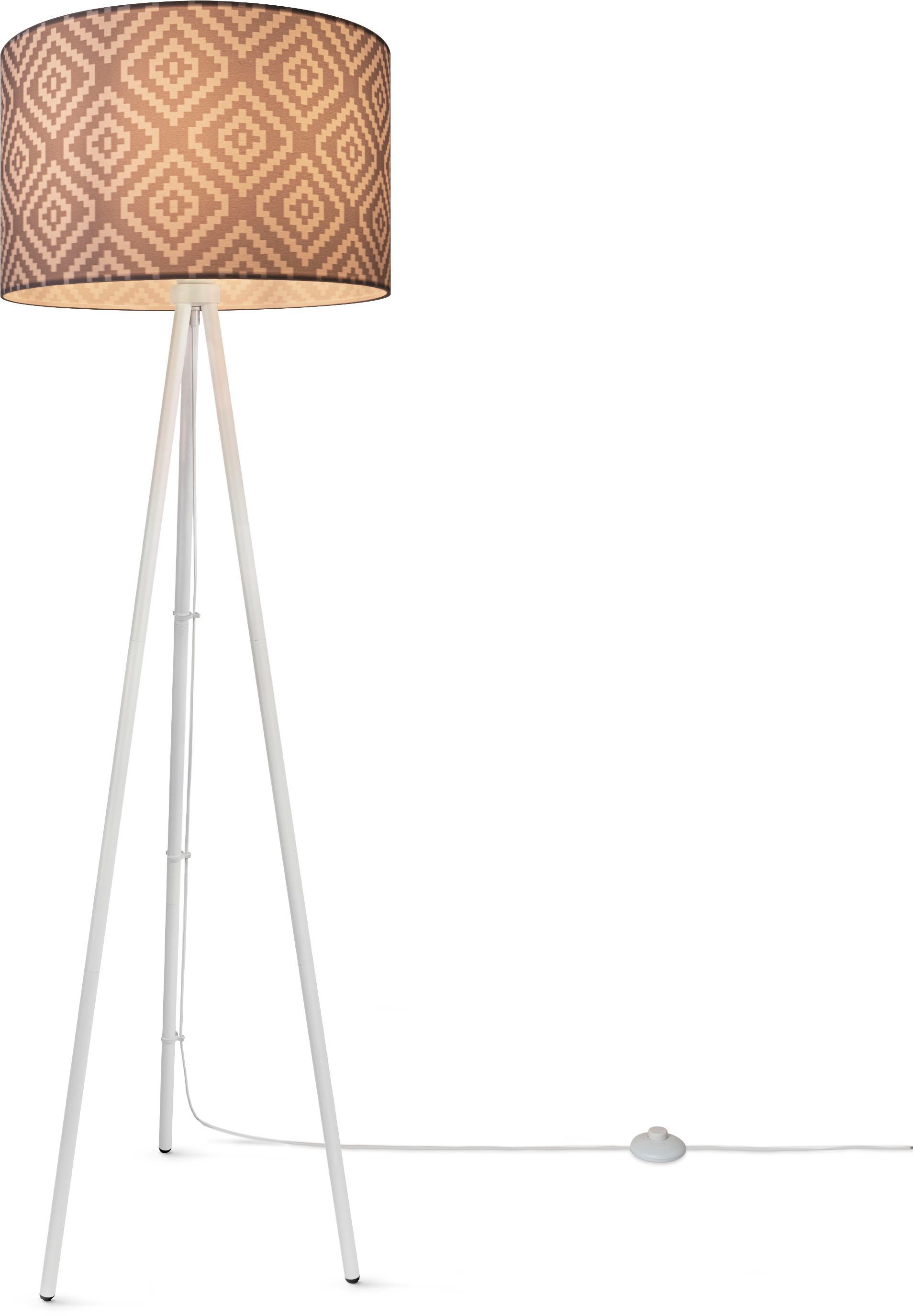 Paco Home Stehlampe Trina Vintage Wohnzimmer ohne Textil Design Stofflampenschirm Dreibein Modern Leuchtmittel, Stella