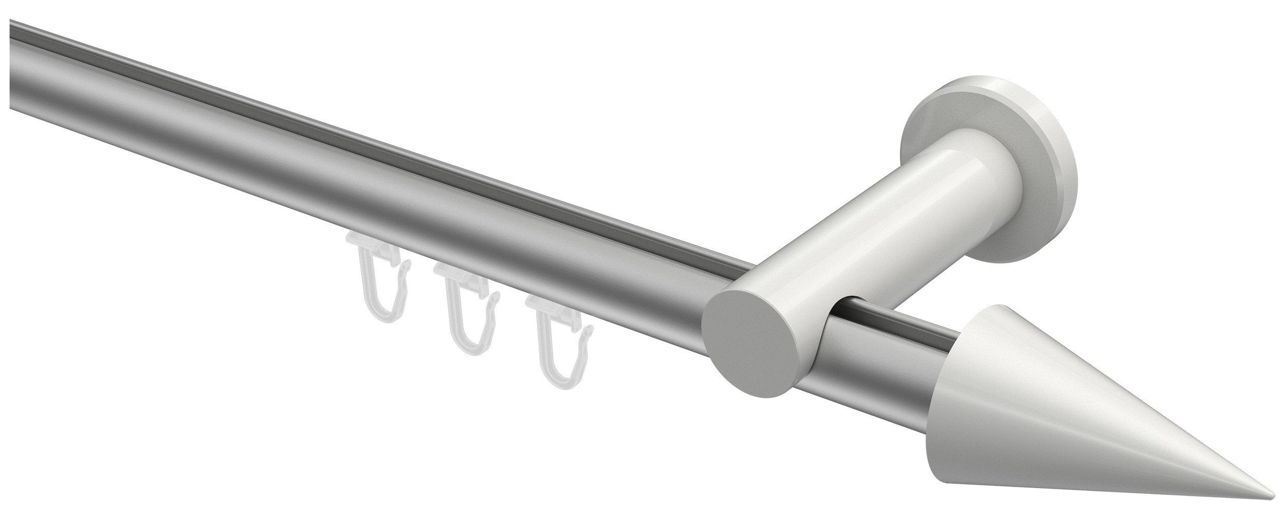 INTERDECO Innenlaufschiene Platon Savio, Ø 20 mm, 1-läufig, Fixmaß, kürzbar, Wandmontage, Aluminium, Silbergrau / Weiß / Bicolor