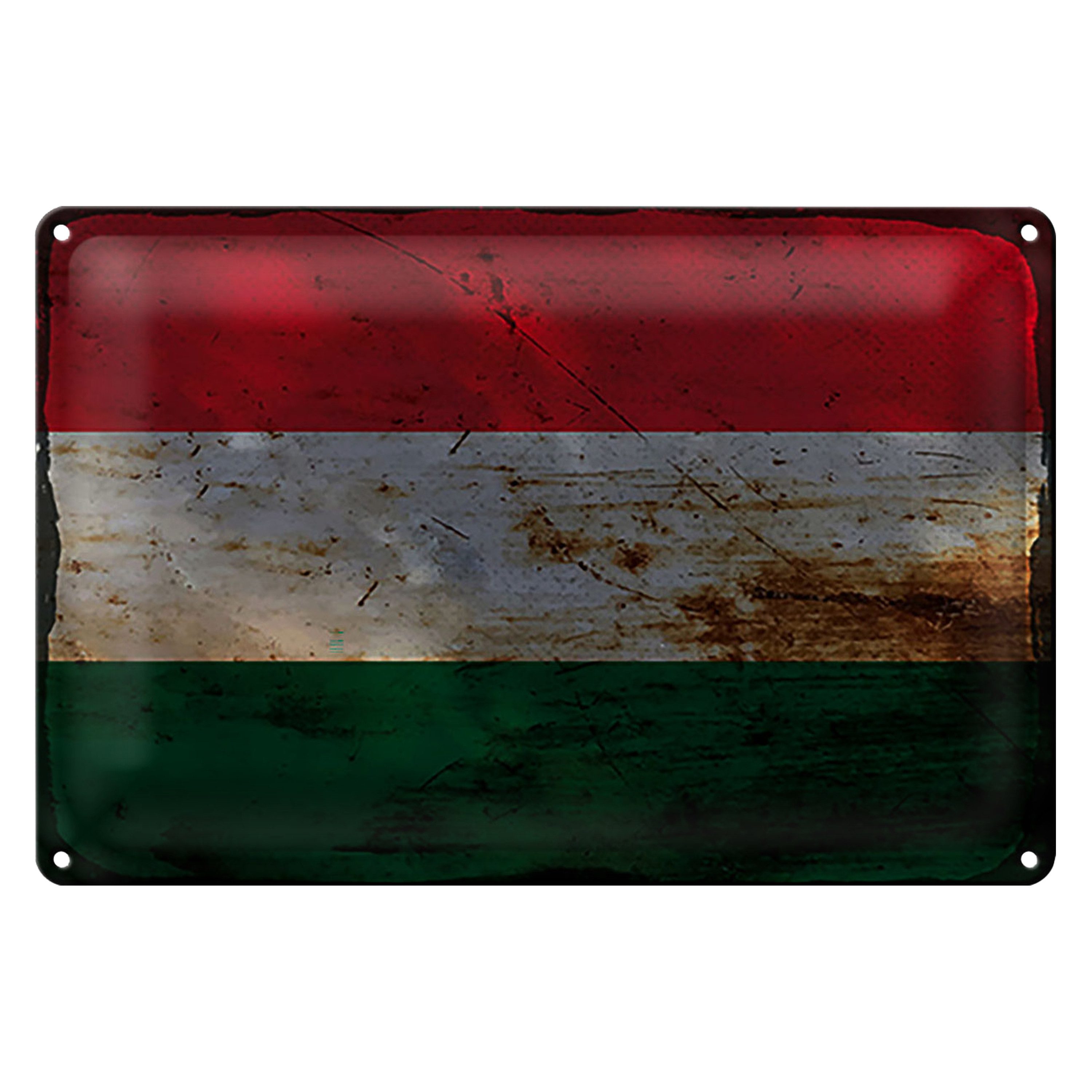 Roomando Metallschild Flagge Ungarn 18x12cm Flag of Hungary Rost