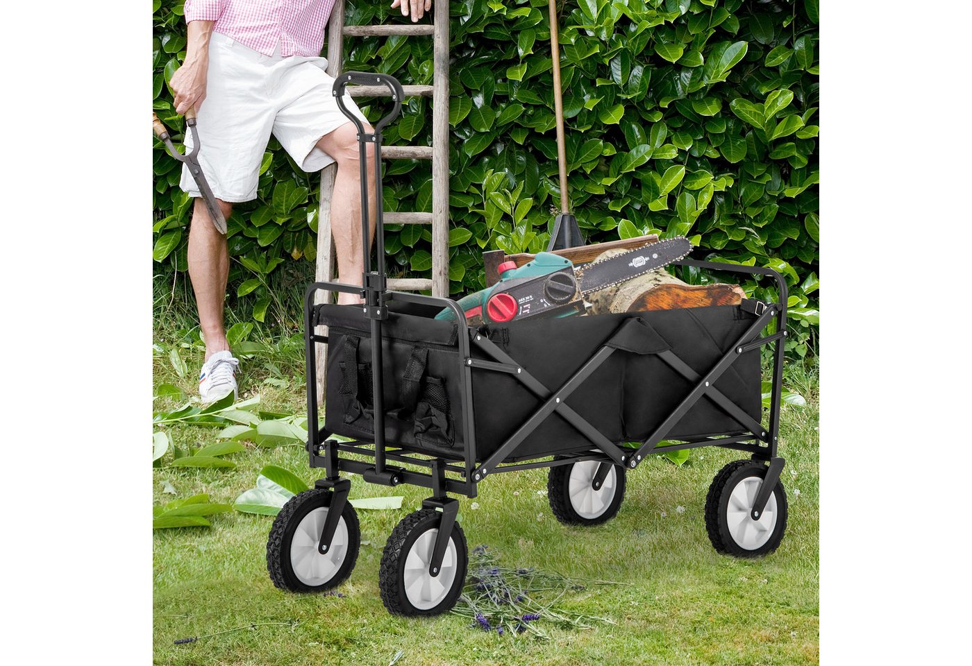 Thumbnail - Rutaqian Bollerwagen Boller Wagen, Handwagen, Transportwagen, Faltbarer, (1-tlg., verstellbare Griffe, Stofftasche, 360...