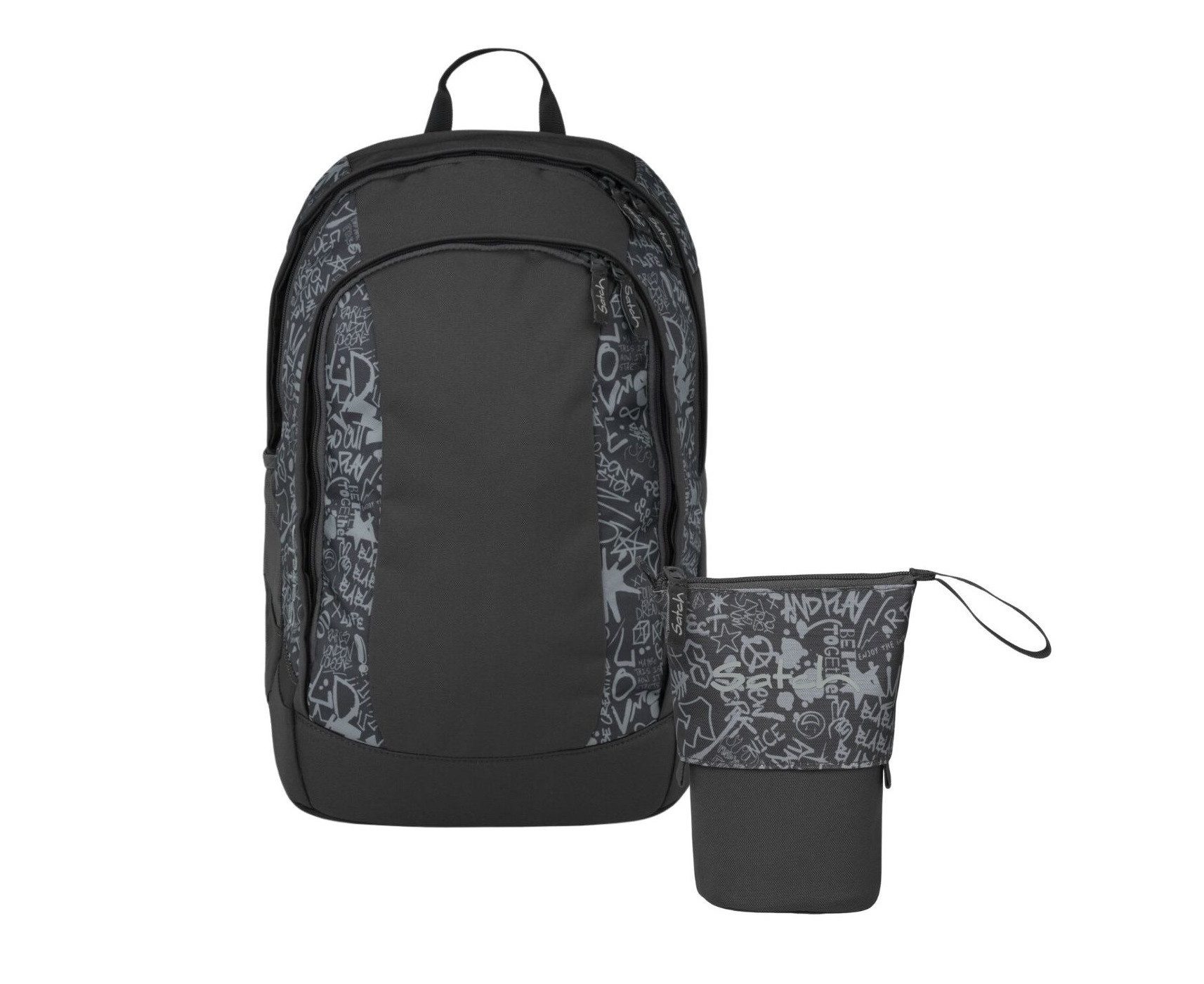 Satch Schulranzen Schulrucksack-Set AIR Street Ink 2-teilig (2-teilig), Schulranzen, ergonomisch, Laptop-Fach, Your-Size-System