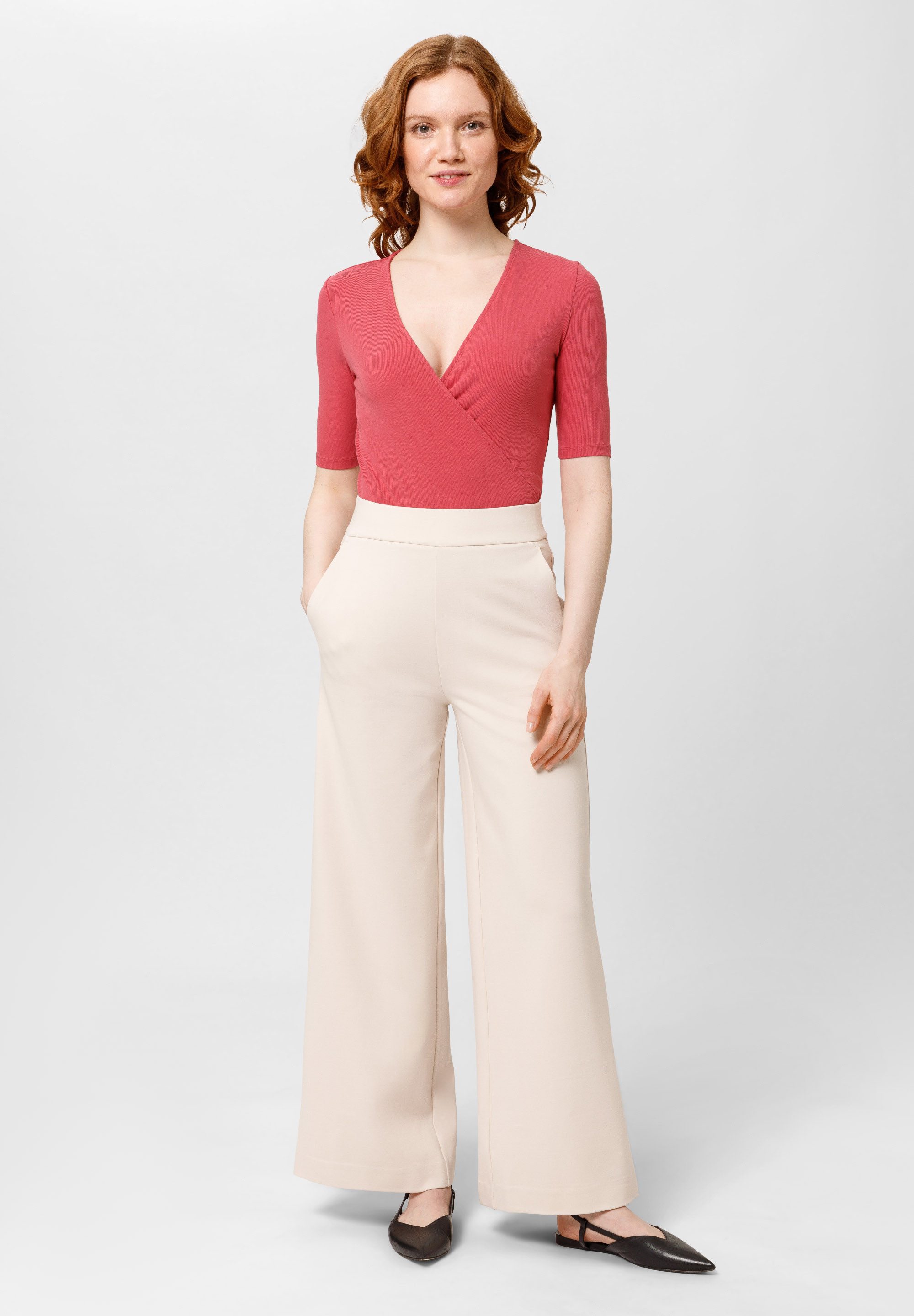 Les Lunes Kurzarmbody SCOTTIE Body Rib Weicher Bambusbody, Wickel Optik, Ripp Jersey, figurbetont, Stretch