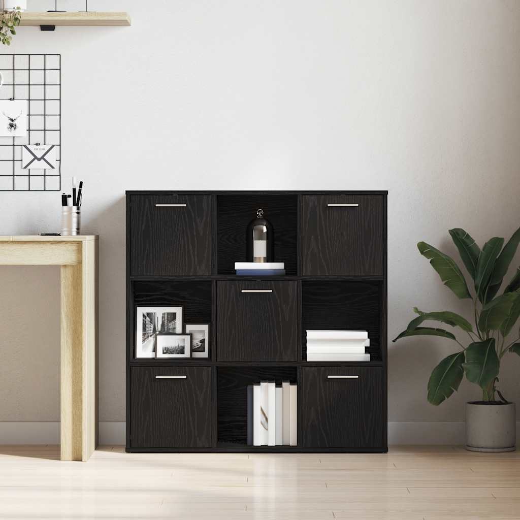 vidaXL Bücherregal Bücherschrank Schwarz Eichen-Optik 90x28x90 günstig online kaufen