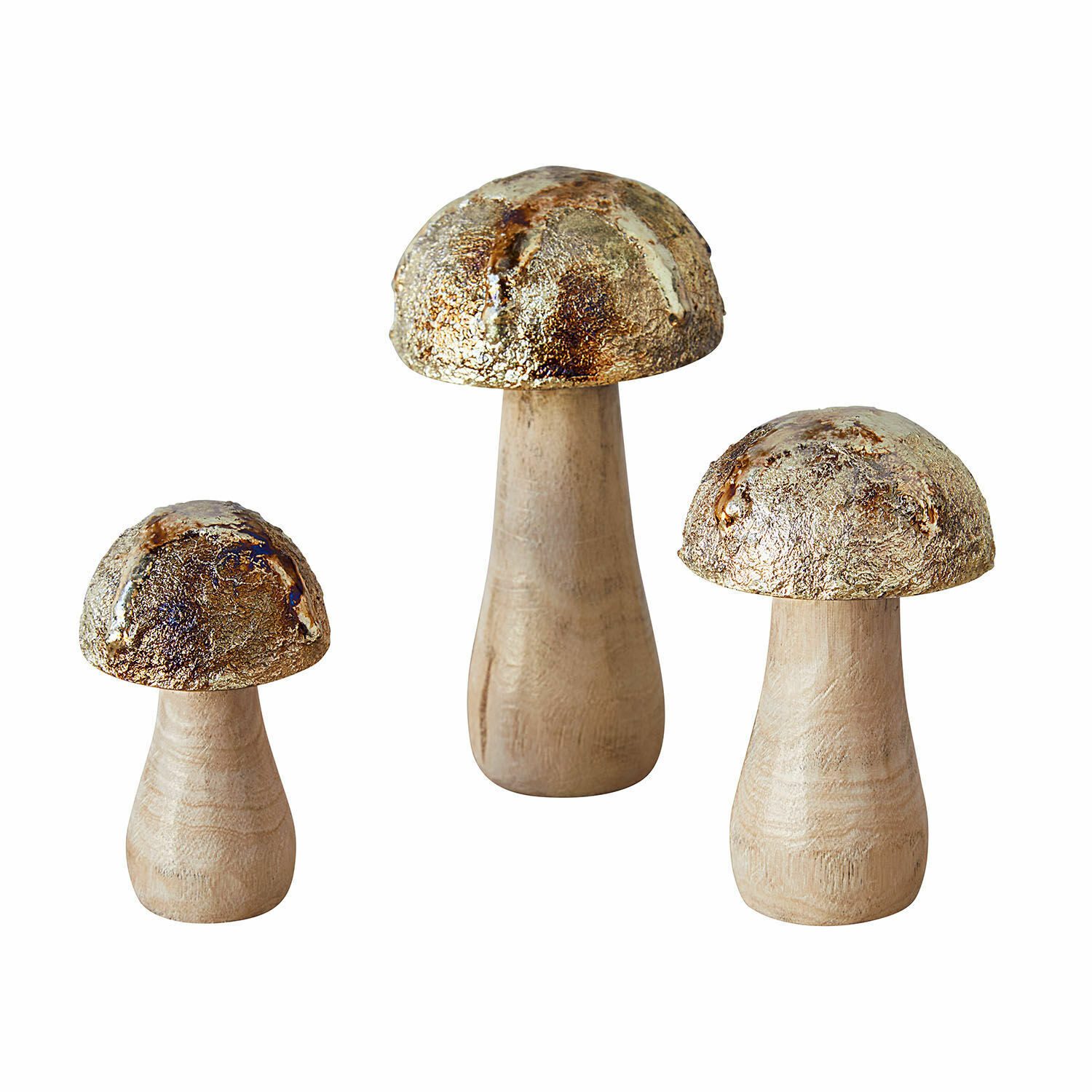 Mirabeau Weihnachtsfigur Deko-Pilz 3er Set Myrska braun/antikgold (3er Set, günstig online kaufen