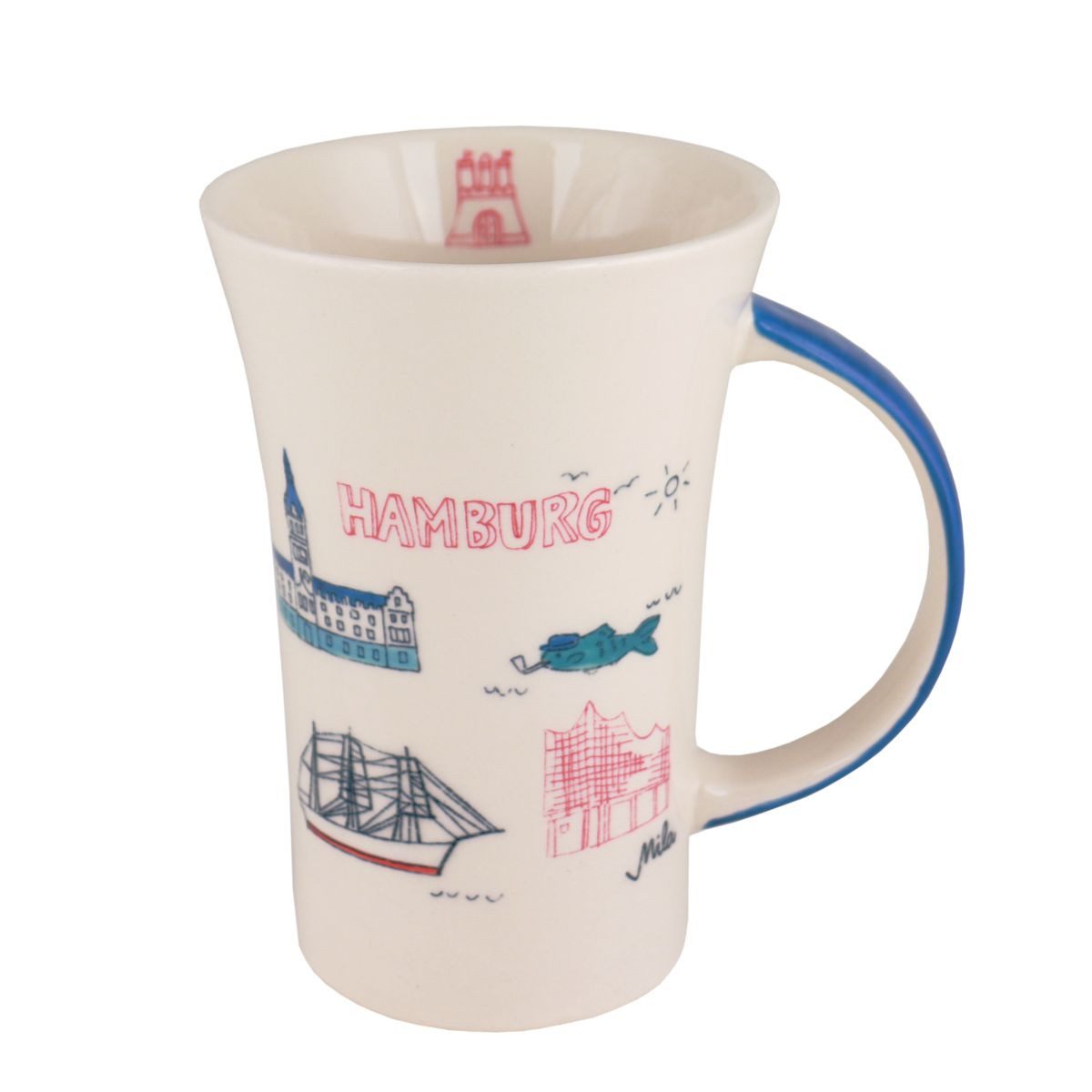 Mila Кружки Mila Keramik Städte-Becher Coffee-Pot Hamburg Highlights, ca. 500 ml, Keramik