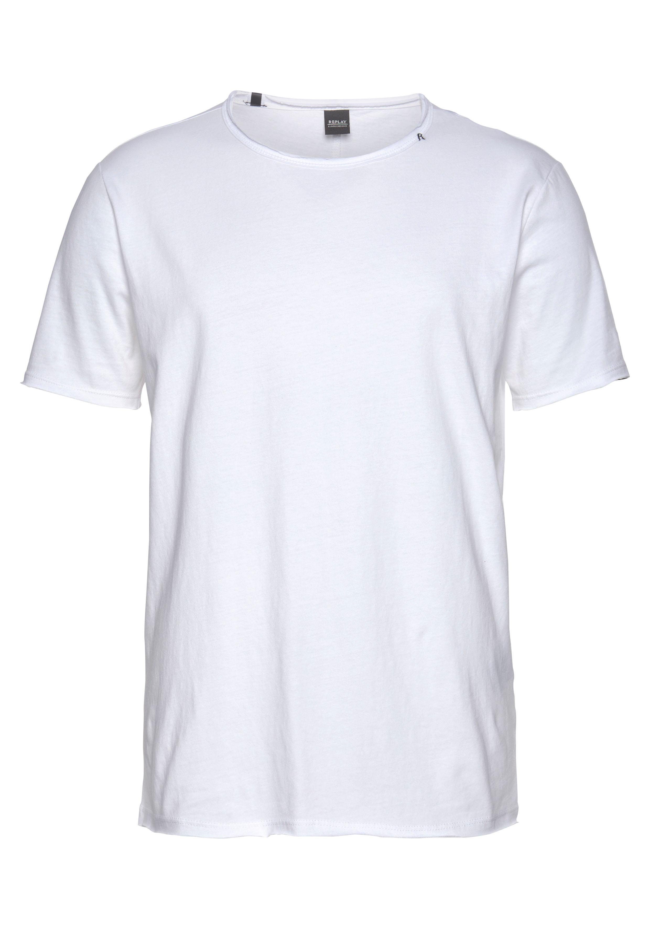 Replay Kanten offene T-Shirt weiß